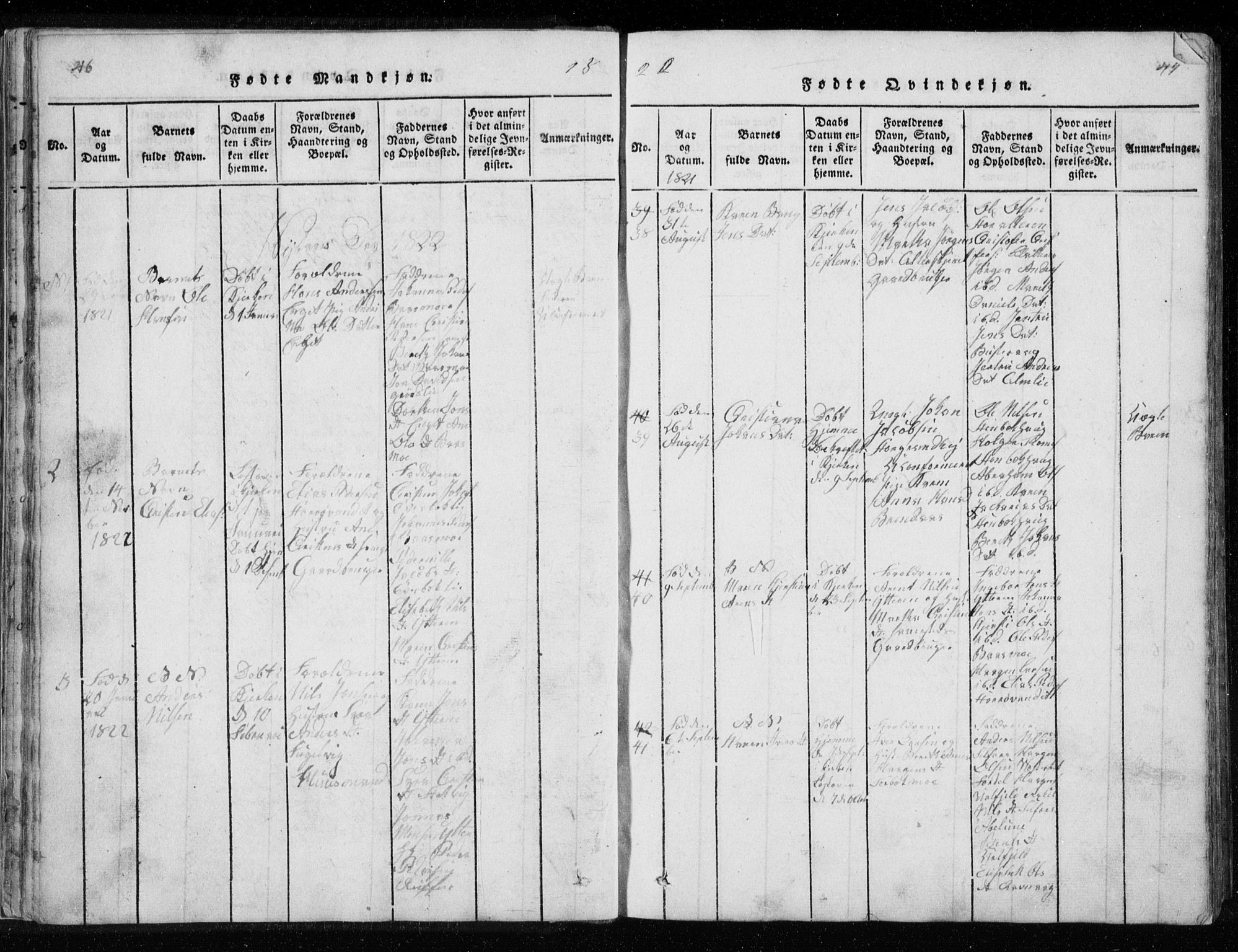 Ministerialprotokoller, klokkerbøker og fødselsregistre - Nordland, SAT/A-1459/827/L0412: Parish register (copy) no. 827C01, 1820-1841, p. 46-47