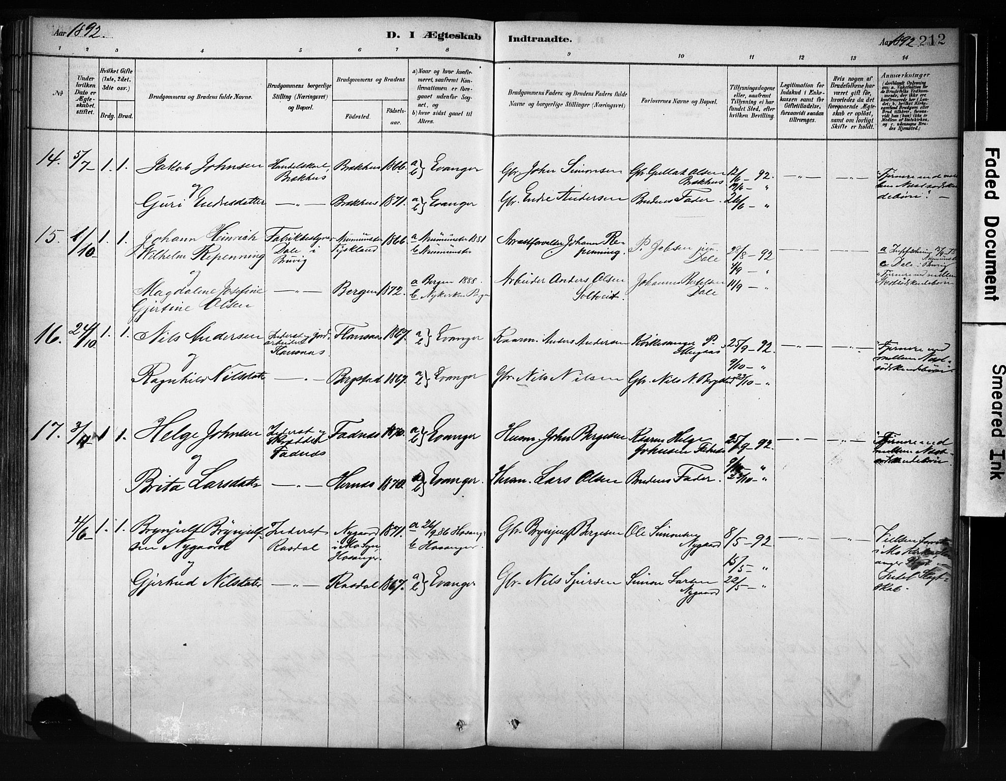 Evanger sokneprestembete, AV/SAB-A-99924: Parish register (official) no. A 1, 1877-1899, p. 212