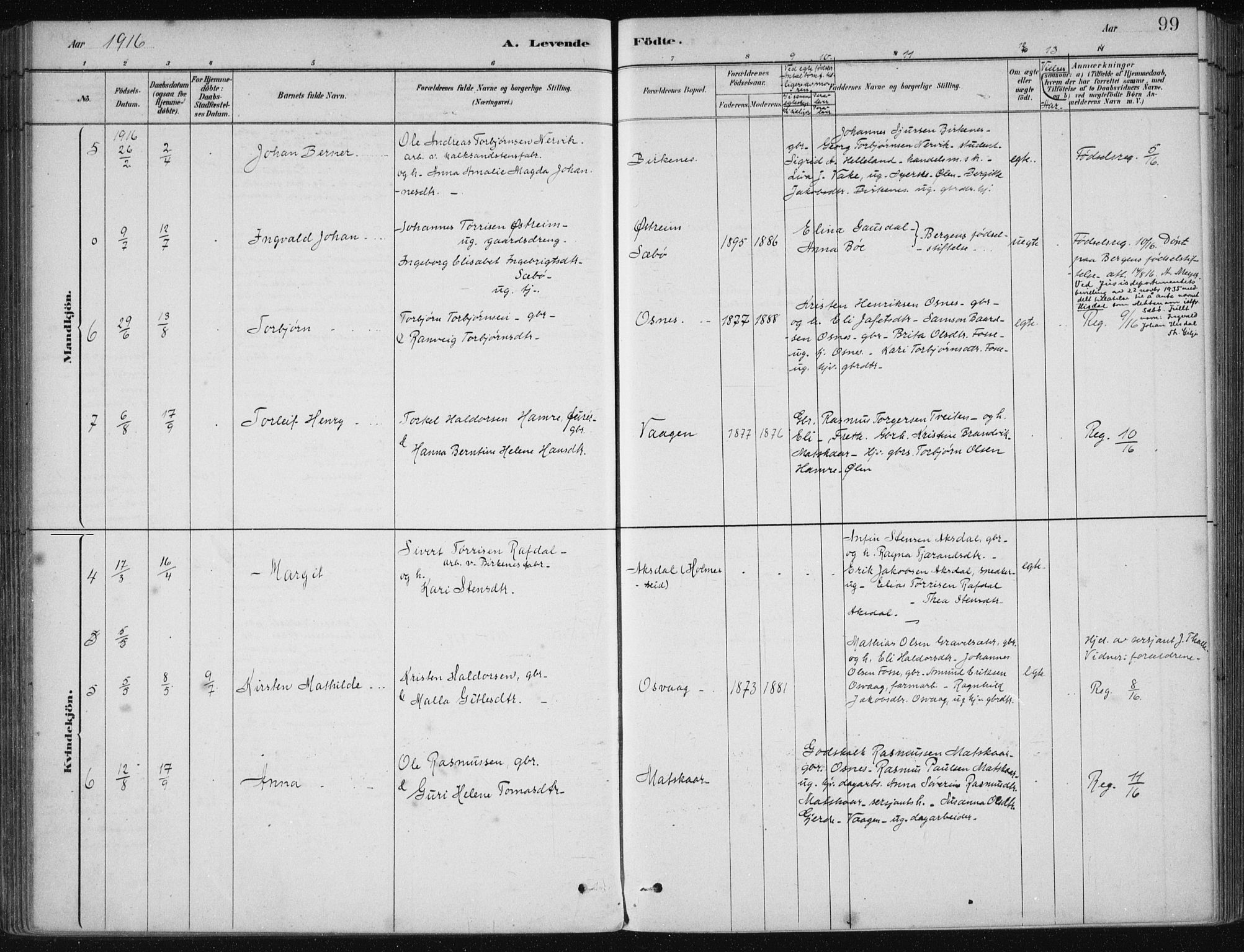 Etne sokneprestembete, AV/SAB-A-75001/H/Haa: Parish register (official) no. C  1, 1879-1919, p. 99