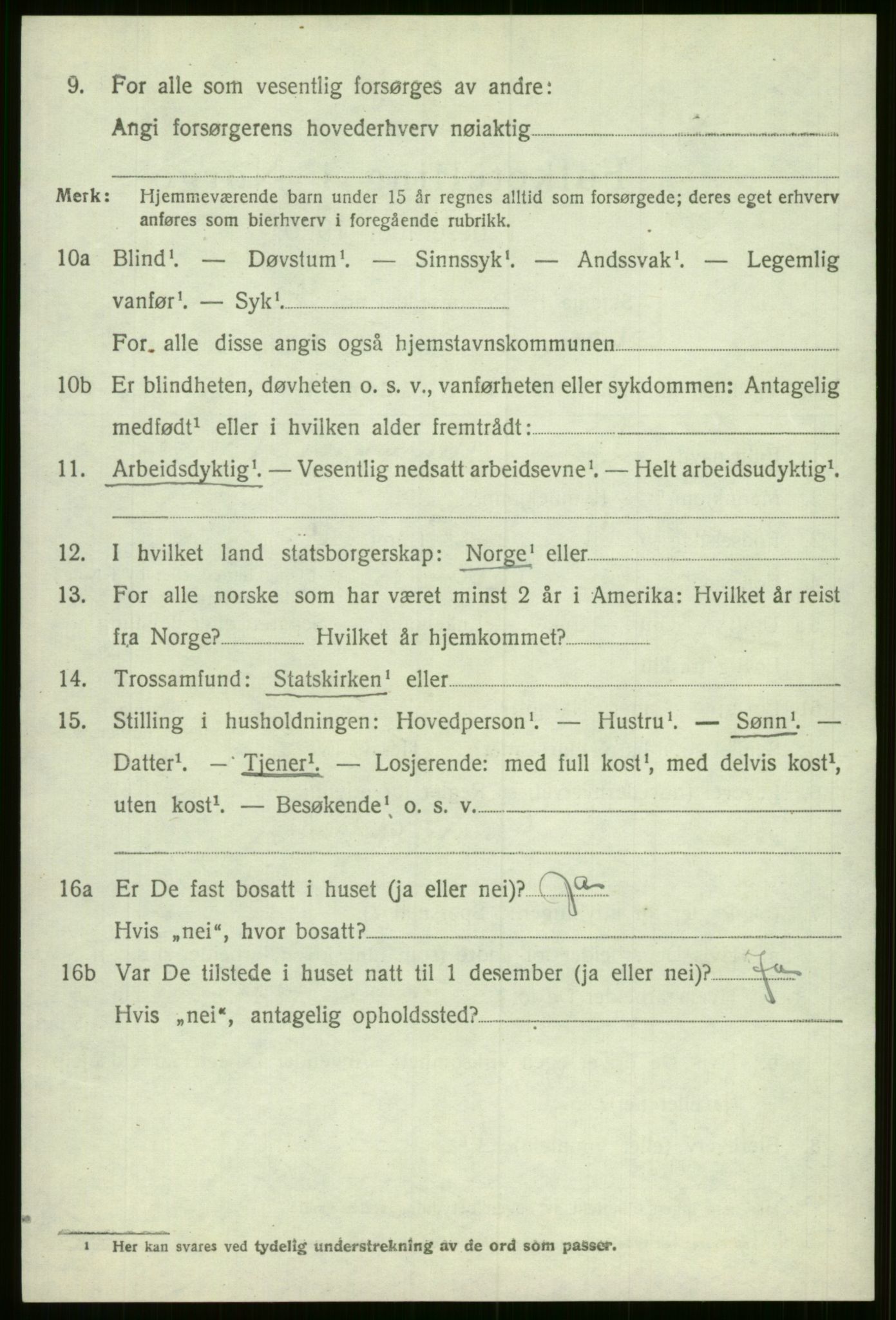 SAB, 1920 census for Evanger, 1920, p. 4092