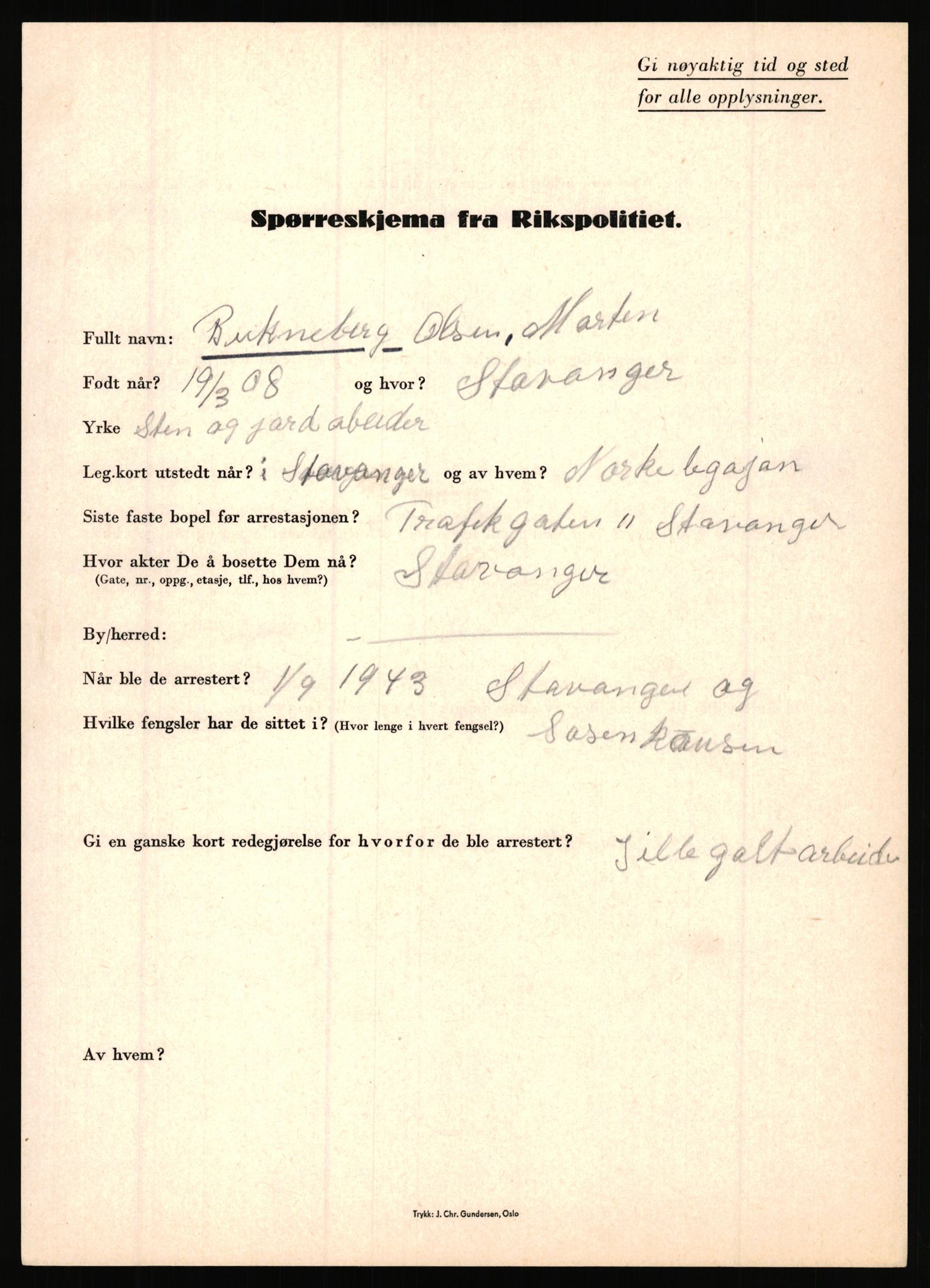 Rikspolitisjefen, AV/RA-S-1560/L/L0003: Bua, Bjarne - Erdal, Ingolf, 1940-1945, p. 27