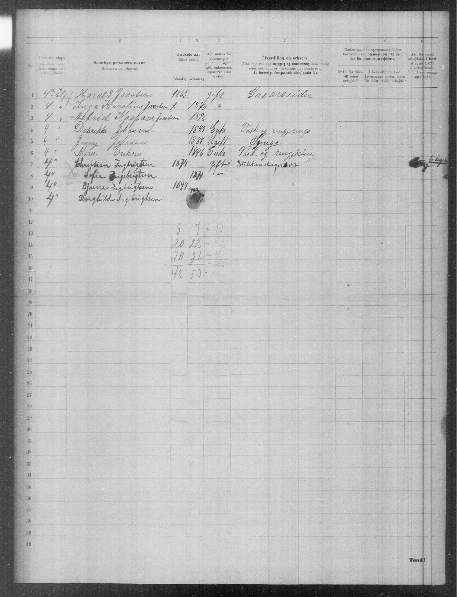 OBA, Municipal Census 1903 for Kristiania, 1903, p. 2775