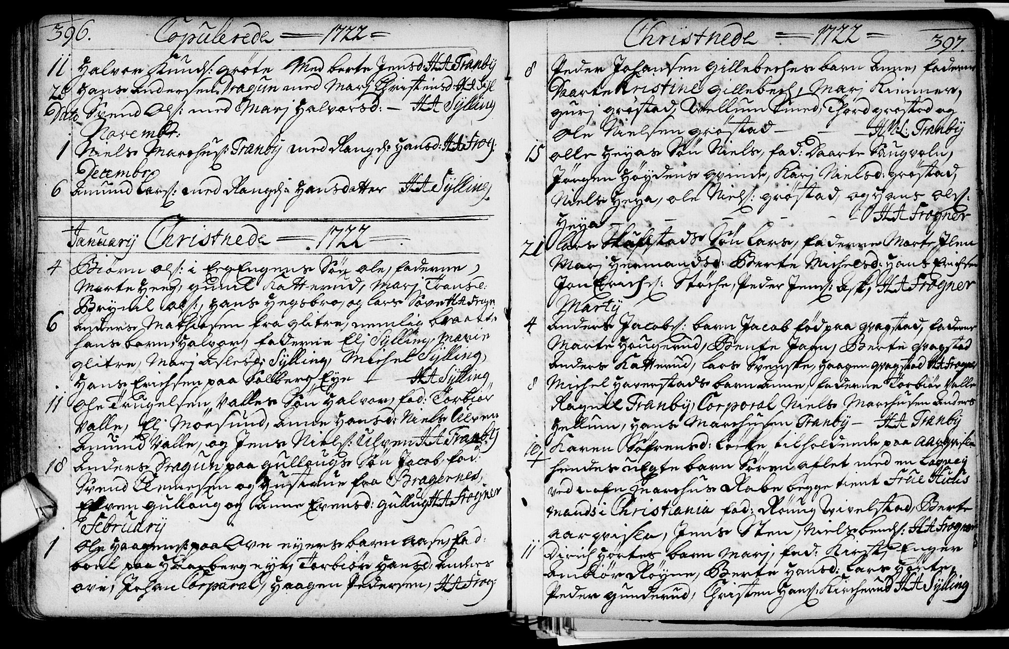 Lier kirkebøker, AV/SAKO-A-230/F/Fa/L0002: Parish register (official) no. I 2, 1701-1726, p. 396-397