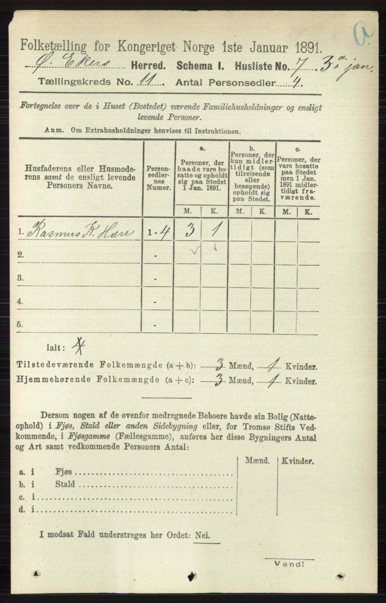 RA, 1891 census for 0624 Øvre Eiker, 1891, p. 4498