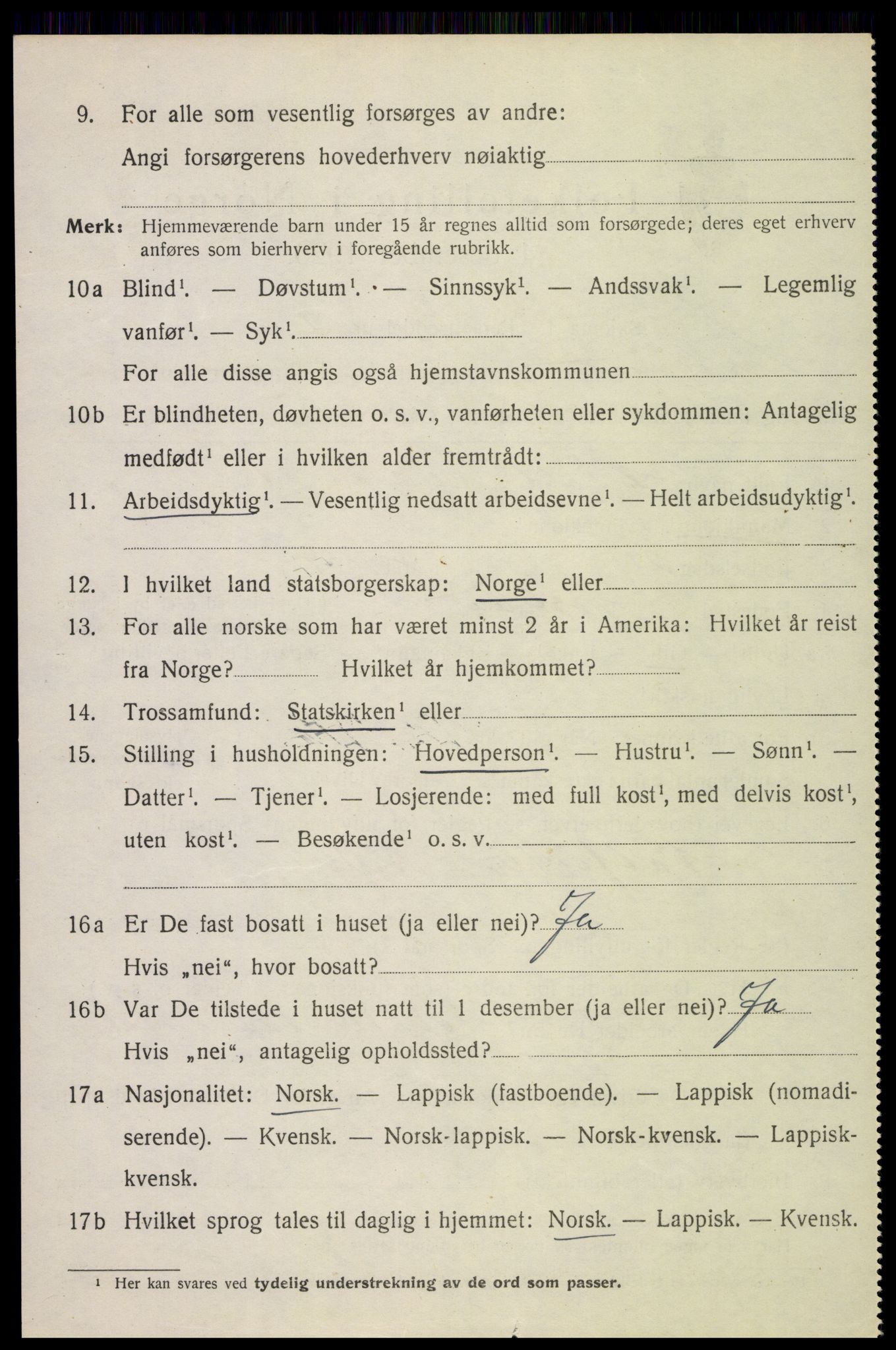 SAT, 1920 census for Sortland, 1920, p. 3621