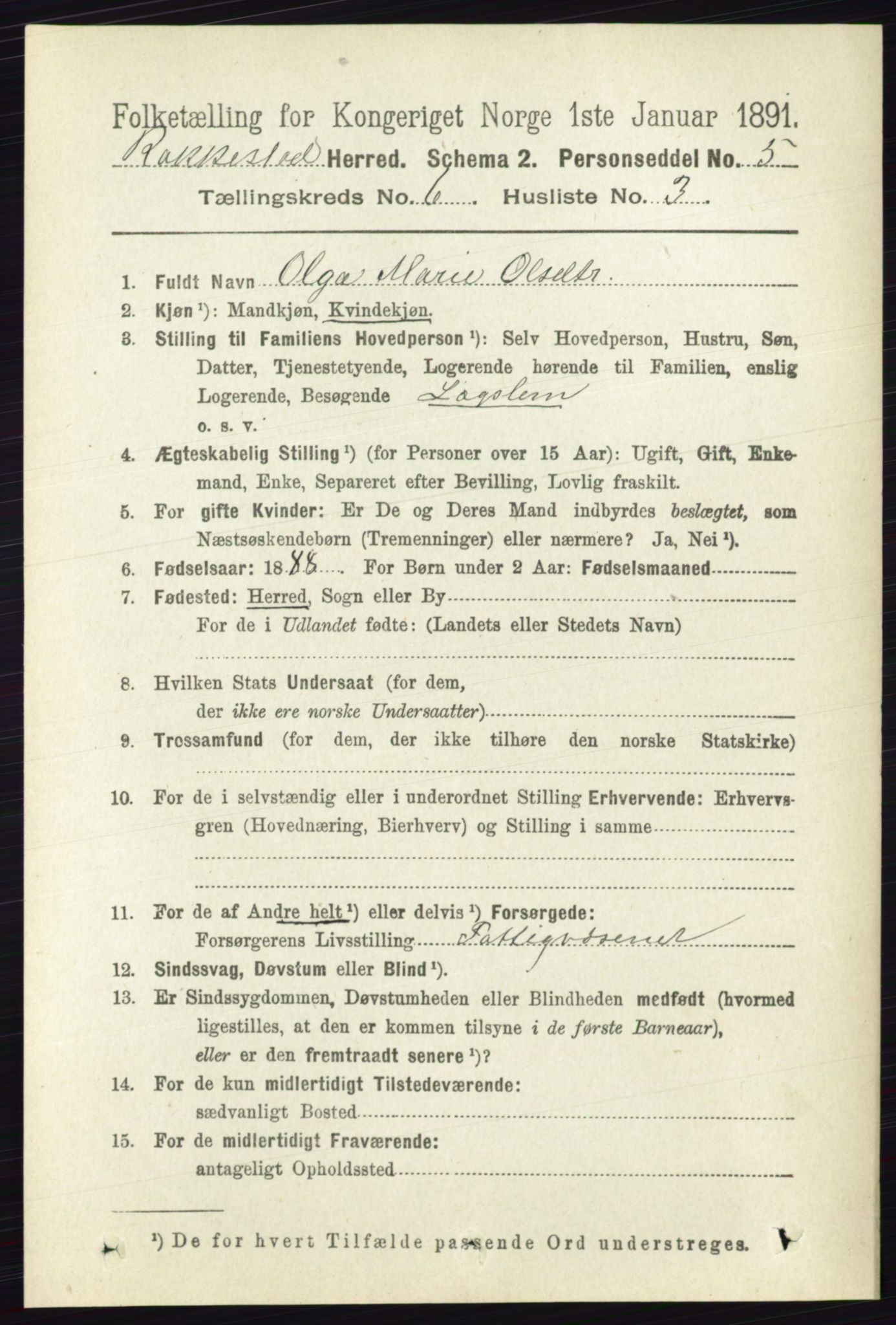 RA, 1891 census for 0128 Rakkestad, 1891, p. 2499