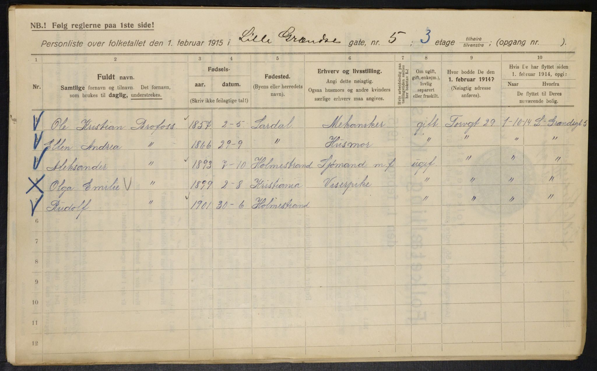 OBA, Municipal Census 1915 for Kristiania, 1915, p. 57039