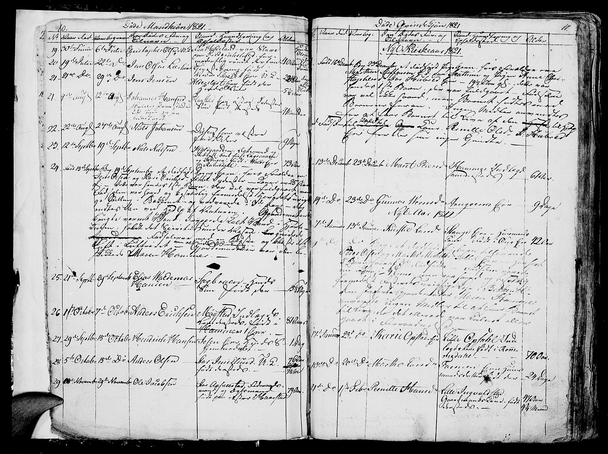 Vang prestekontor, Hedmark, SAH/PREST-008/H/Ha/Hab/L0006: Parish register (copy) no. 6, 1819-1832, p. 10-11