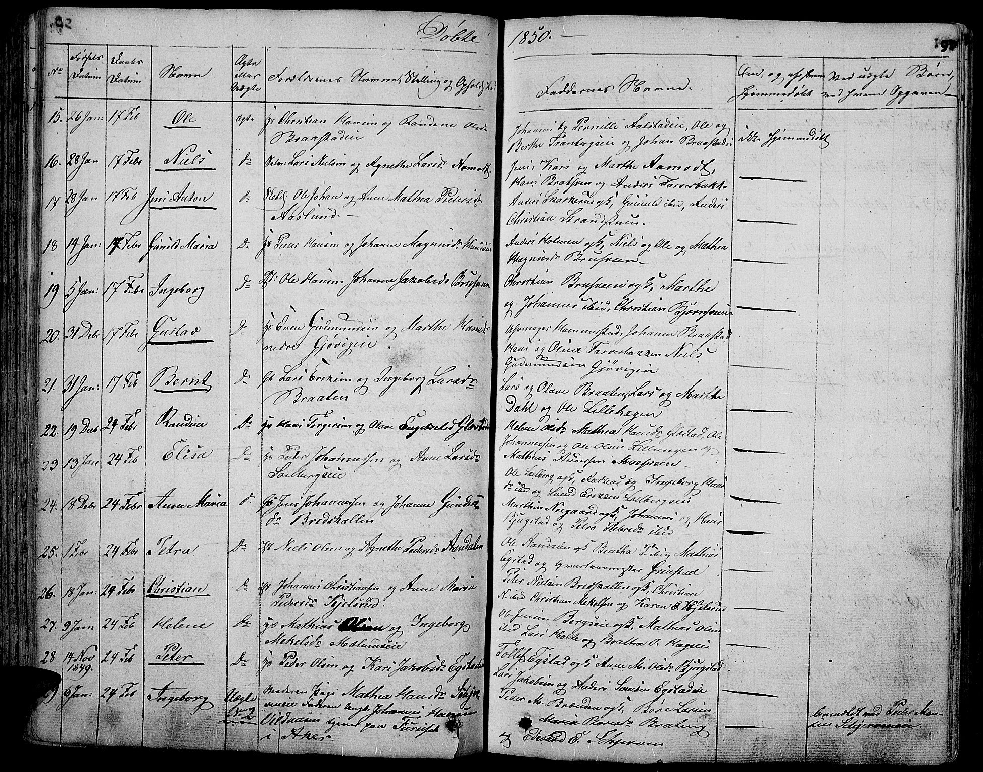 Vardal prestekontor, SAH/PREST-100/H/Ha/Hab/L0004: Parish register (copy) no. 4, 1831-1853, p. 91