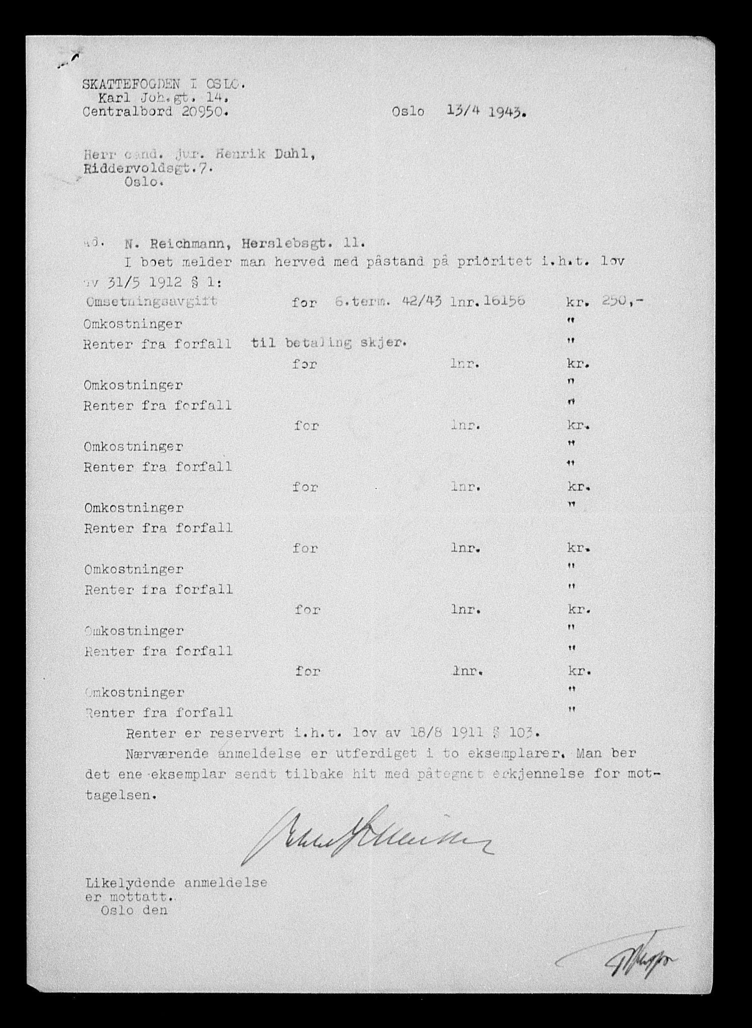 Justisdepartementet, Tilbakeføringskontoret for inndratte formuer, RA/S-1564/H/Hc/Hcc/L0972: --, 1945-1947, p. 469