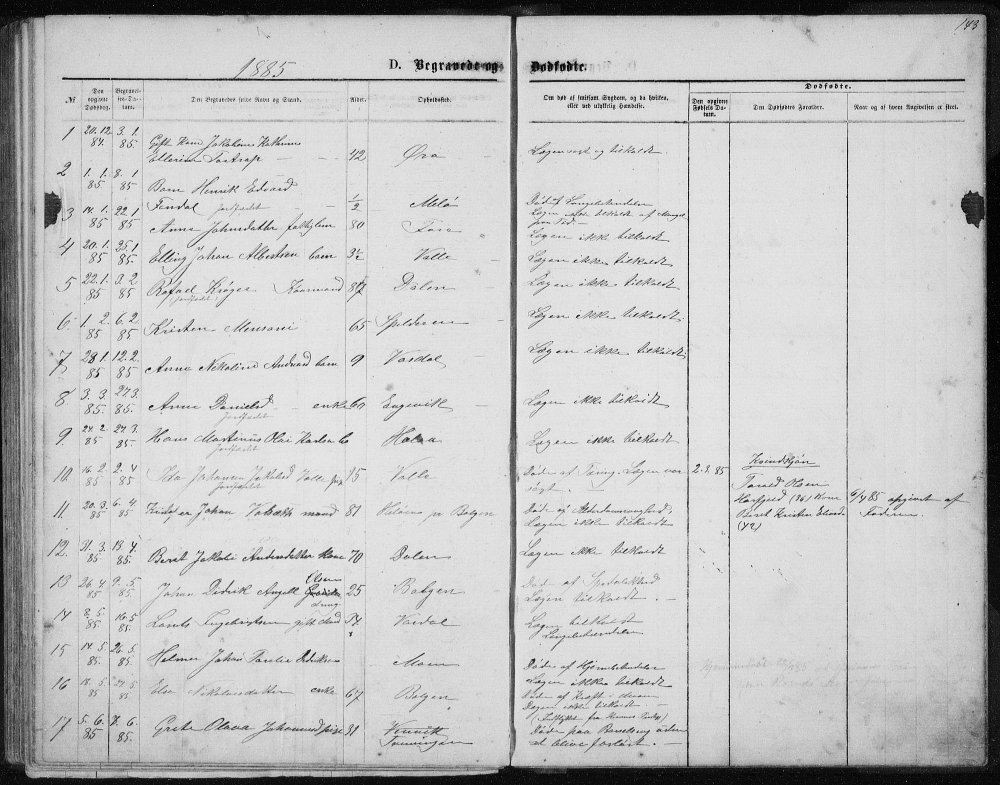 Ministerialprotokoller, klokkerbøker og fødselsregistre - Nordland, SAT/A-1459/843/L0635: Parish register (copy) no. 843C04, 1872-1887, p. 143