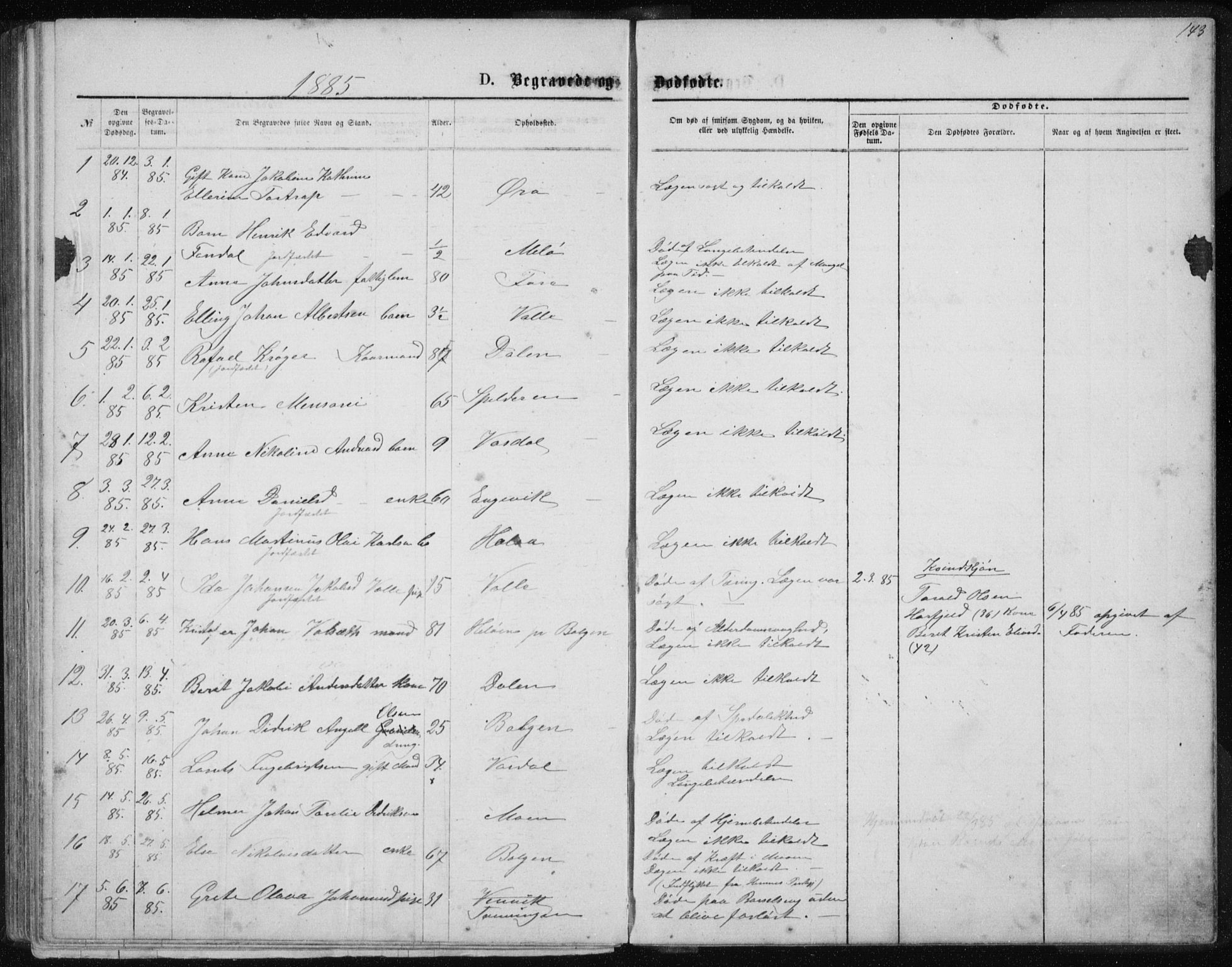 Ministerialprotokoller, klokkerbøker og fødselsregistre - Nordland, AV/SAT-A-1459/843/L0635: Parish register (copy) no. 843C04, 1872-1887, p. 143