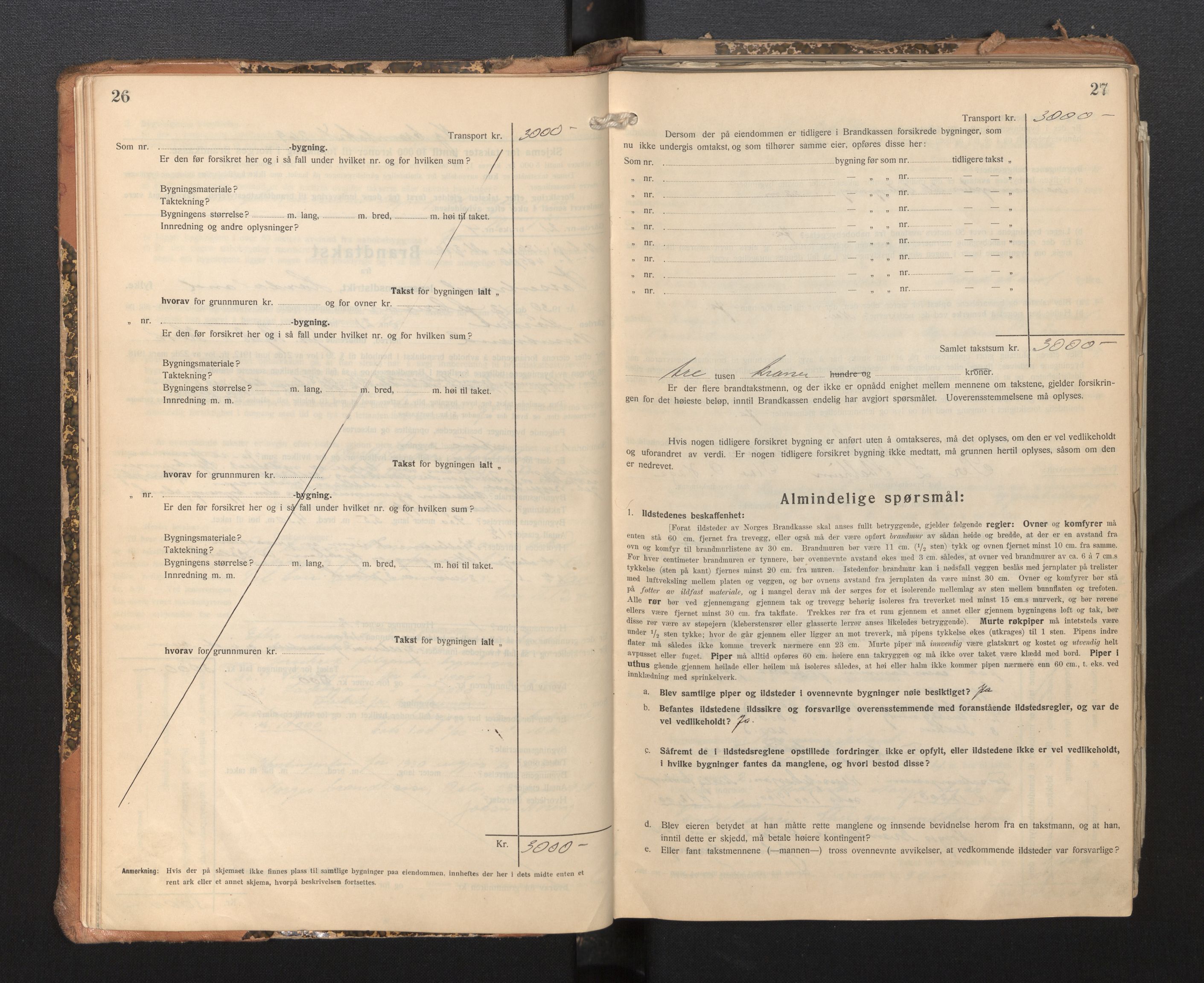 Lensmannen i Vossestrand, AV/SAB-A-35901/0012/L0002: Branntakstprotokoll, skjematakst, 1929-1955, p. 26-27