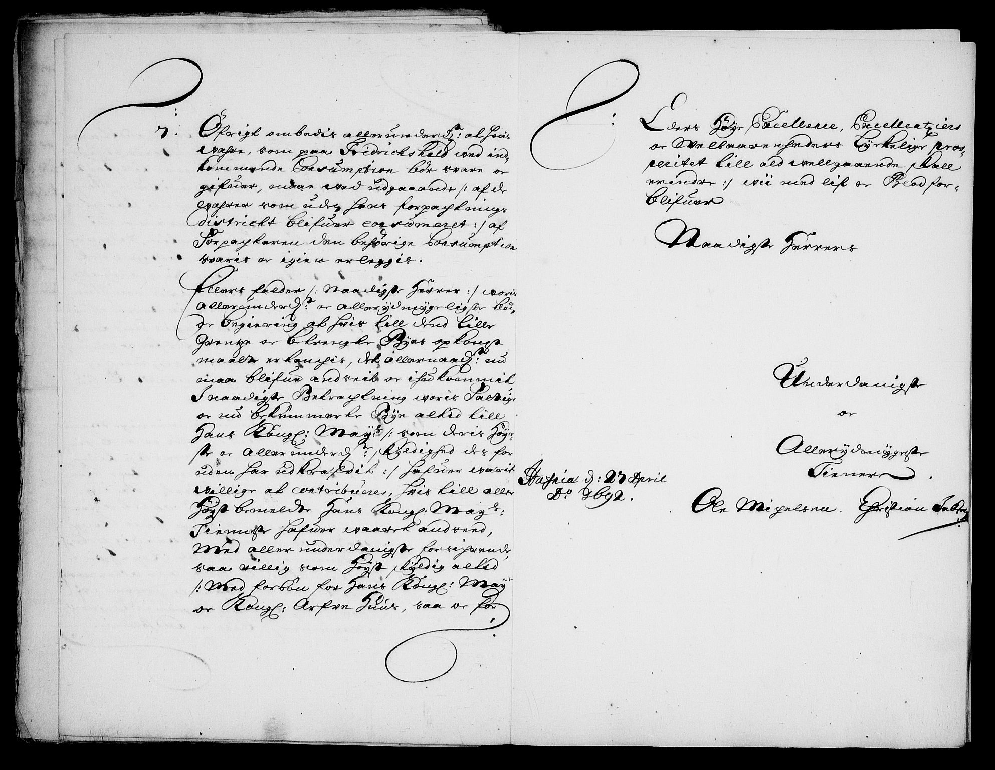 Danske Kanselli, Skapsaker, AV/RA-EA-4061/G/L0013: Tillegg til skapsakene, 1689-1702, p. 45