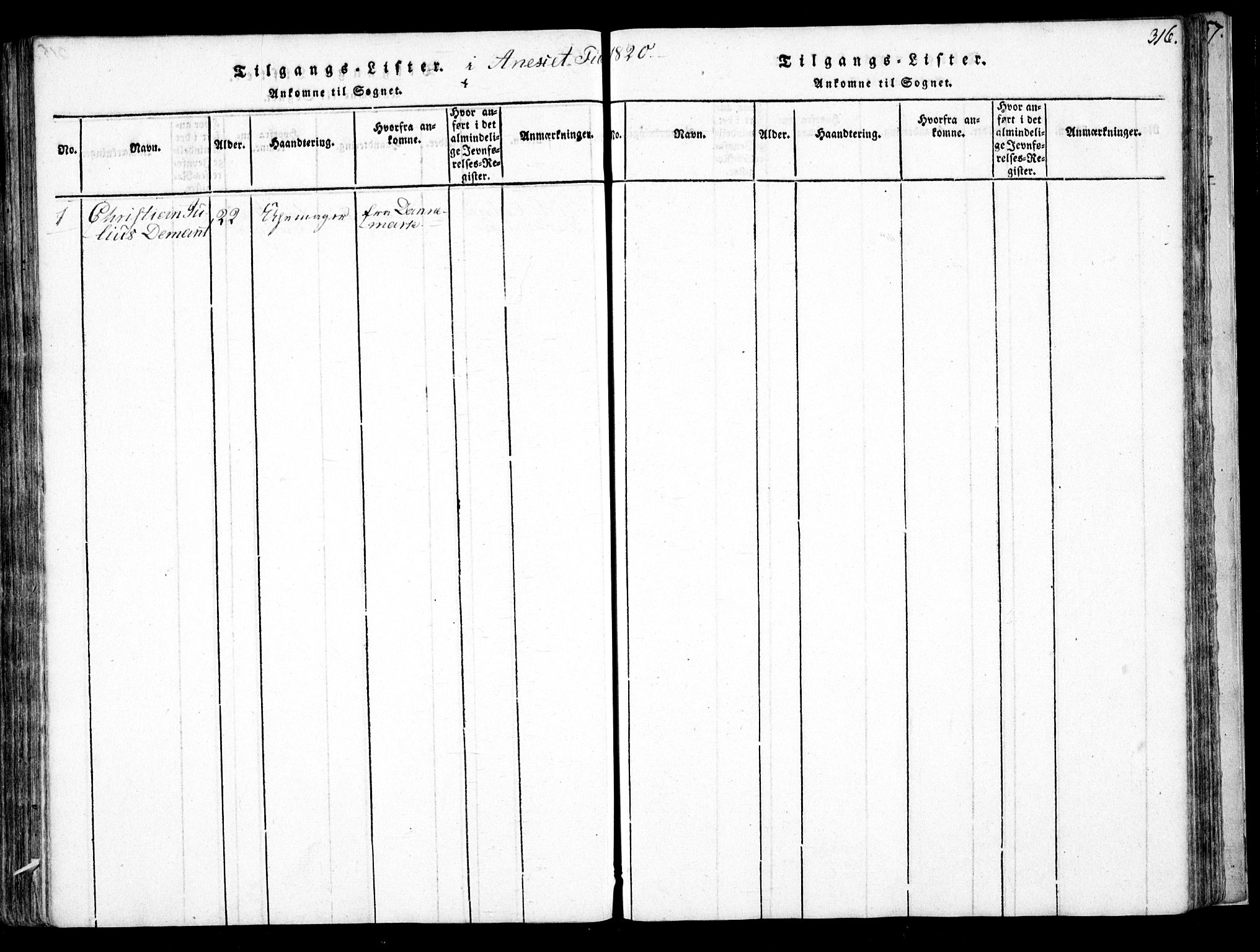 Fjære sokneprestkontor, SAK/1111-0011/F/Fb/L0007: Parish register (copy) no. B 7, 1816-1826, p. 316