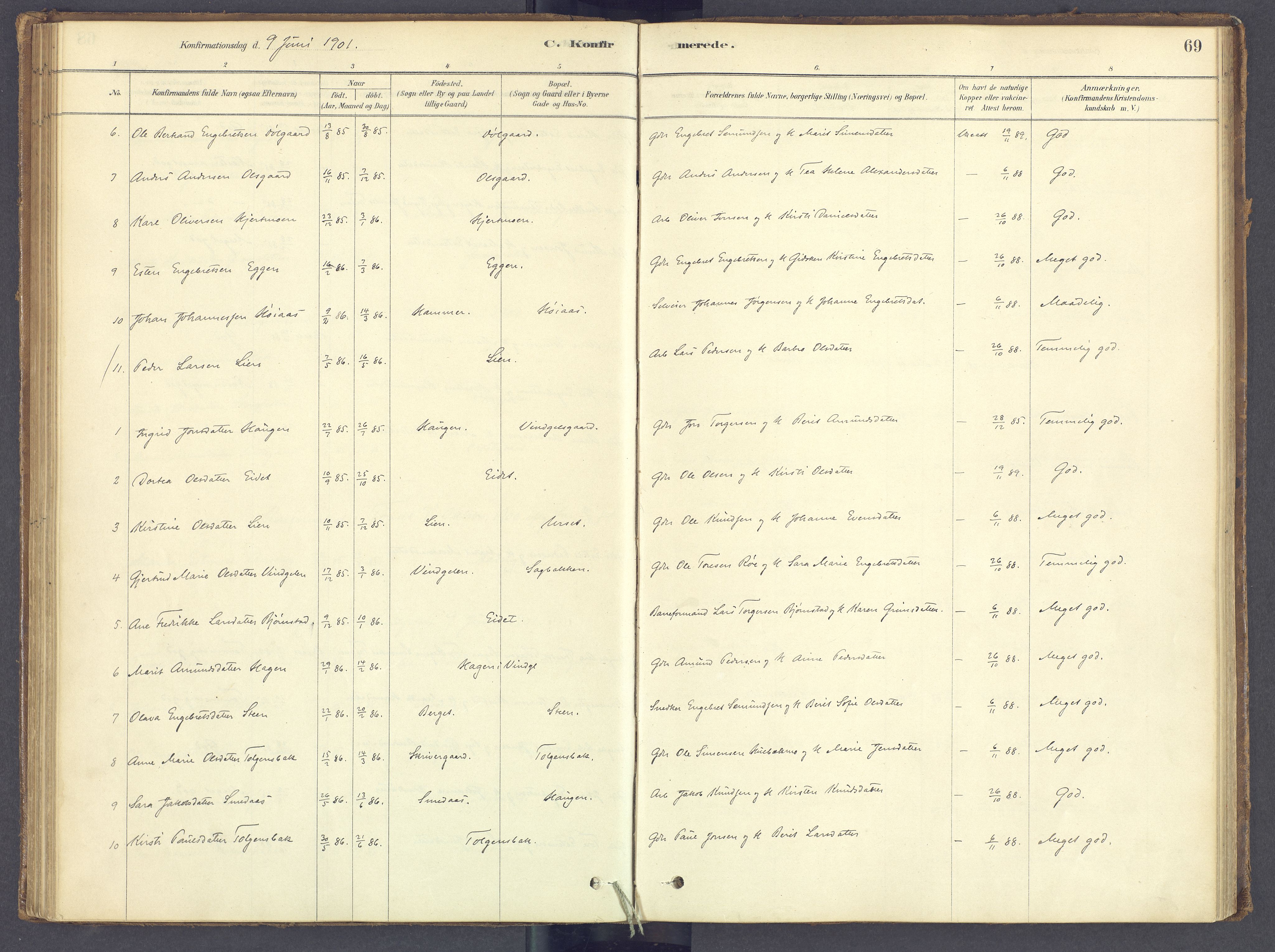 Tolga prestekontor, AV/SAH-PREST-062/K/L0012: Parish register (official) no. 12, 1877-1925, p. 69