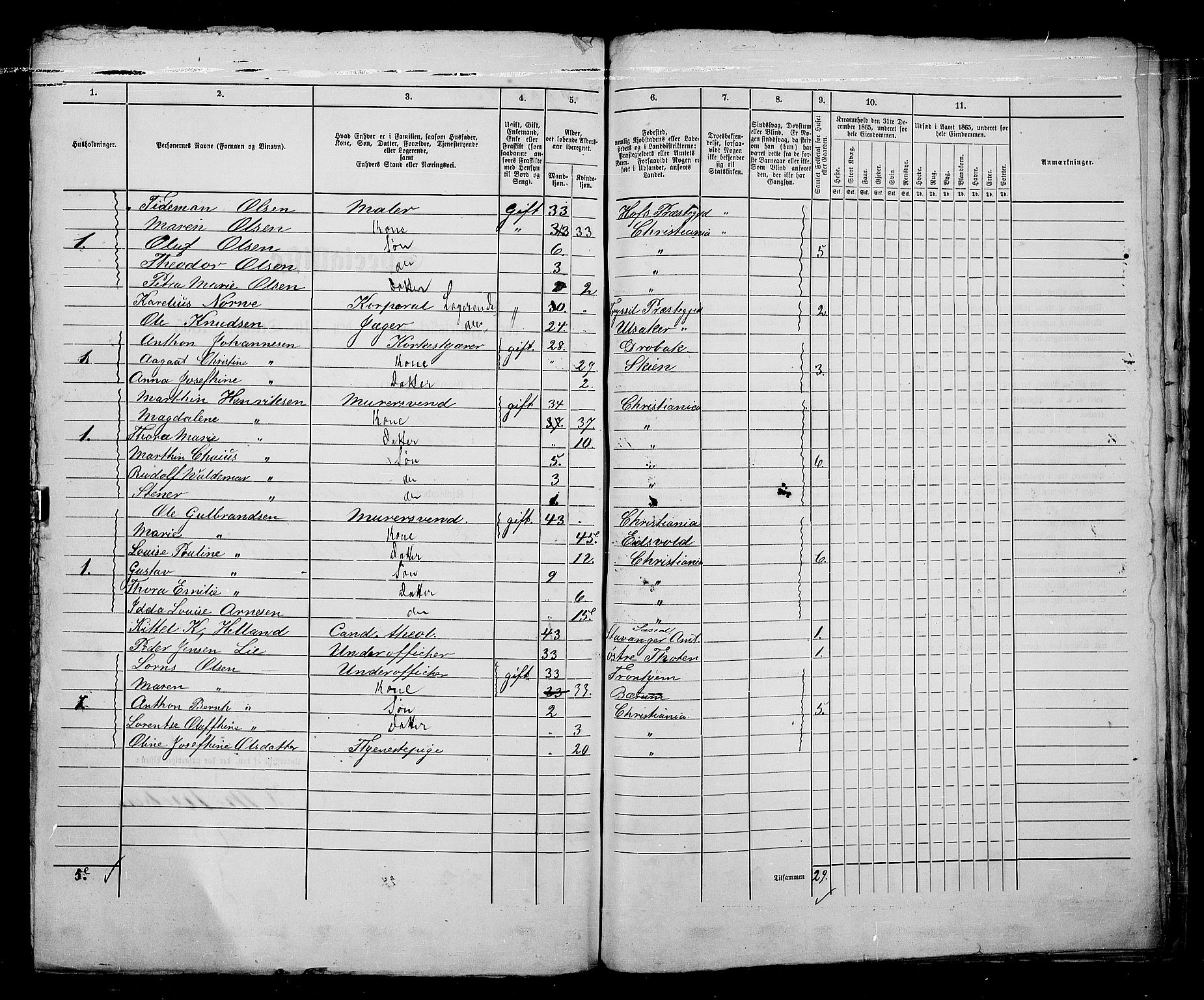 RA, 1865 census for Kristiania, 1865, p. 2214