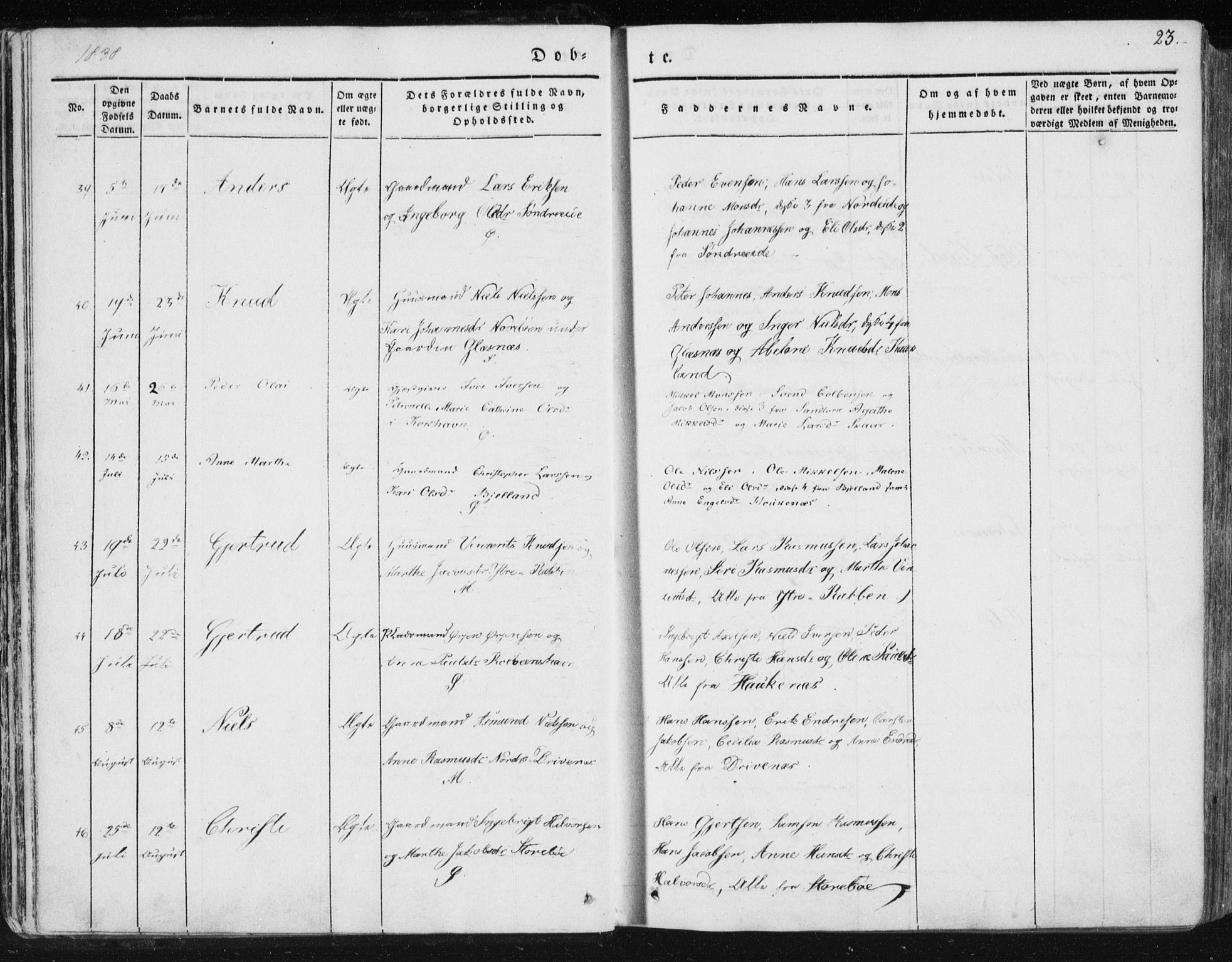 Sund sokneprestembete, AV/SAB-A-99930: Parish register (official) no. A 13, 1835-1849, p. 23