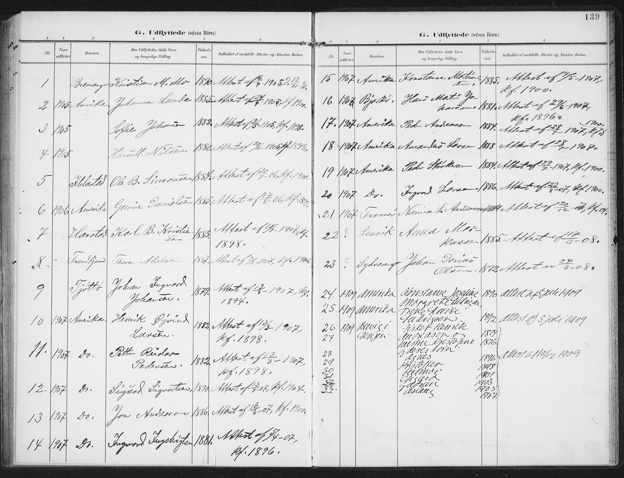 Berg sokneprestkontor, SATØ/S-1318/G/Ga/Gaa/L0008kirke: Parish register (official) no. 8, 1904-1916, p. 139
