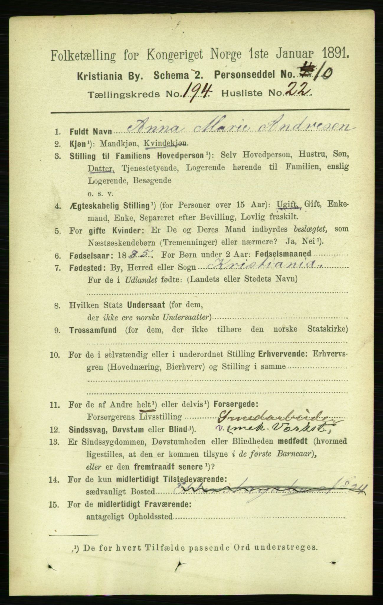 RA, 1891 census for 0301 Kristiania, 1891, p. 117265