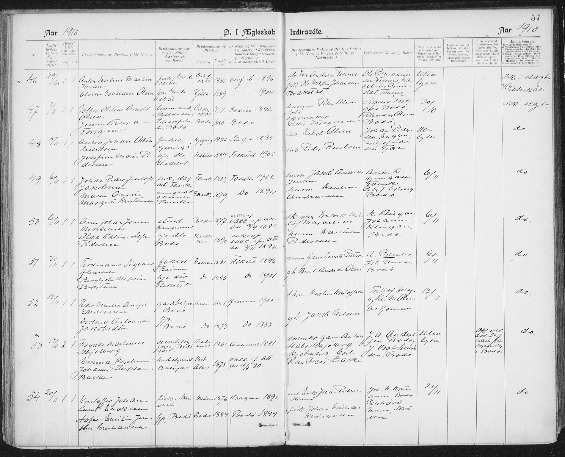 Ministerialprotokoller, klokkerbøker og fødselsregistre - Nordland, AV/SAT-A-1459/801/L0012: Parish register (official) no. 801A12, 1900-1916, p. 57