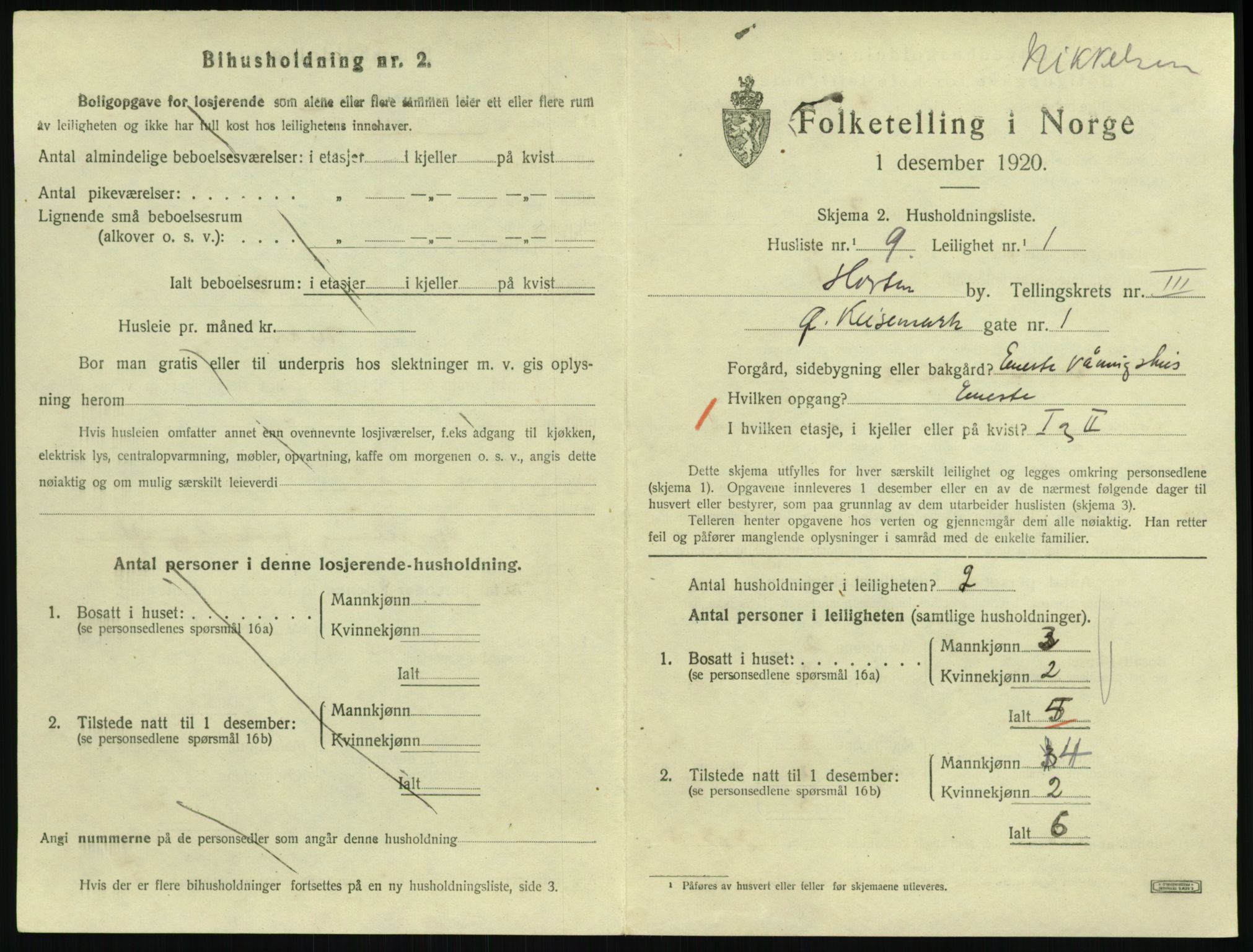 SAKO, 1920 census for Horten, 1920, p. 4161