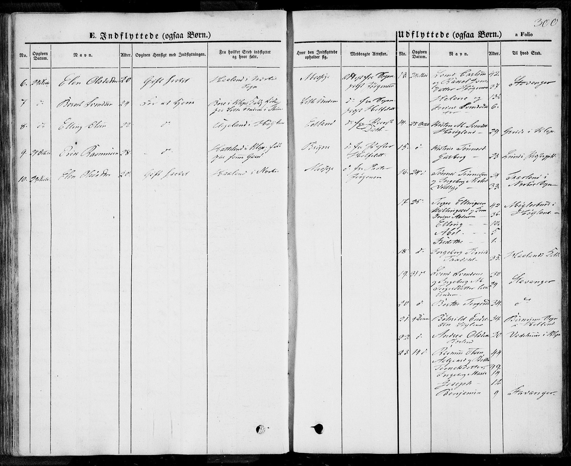 Lye sokneprestkontor, SAST/A-101794/001/30BA/L0006: Parish register (official) no. A 5.2, 1842-1855, p. 300