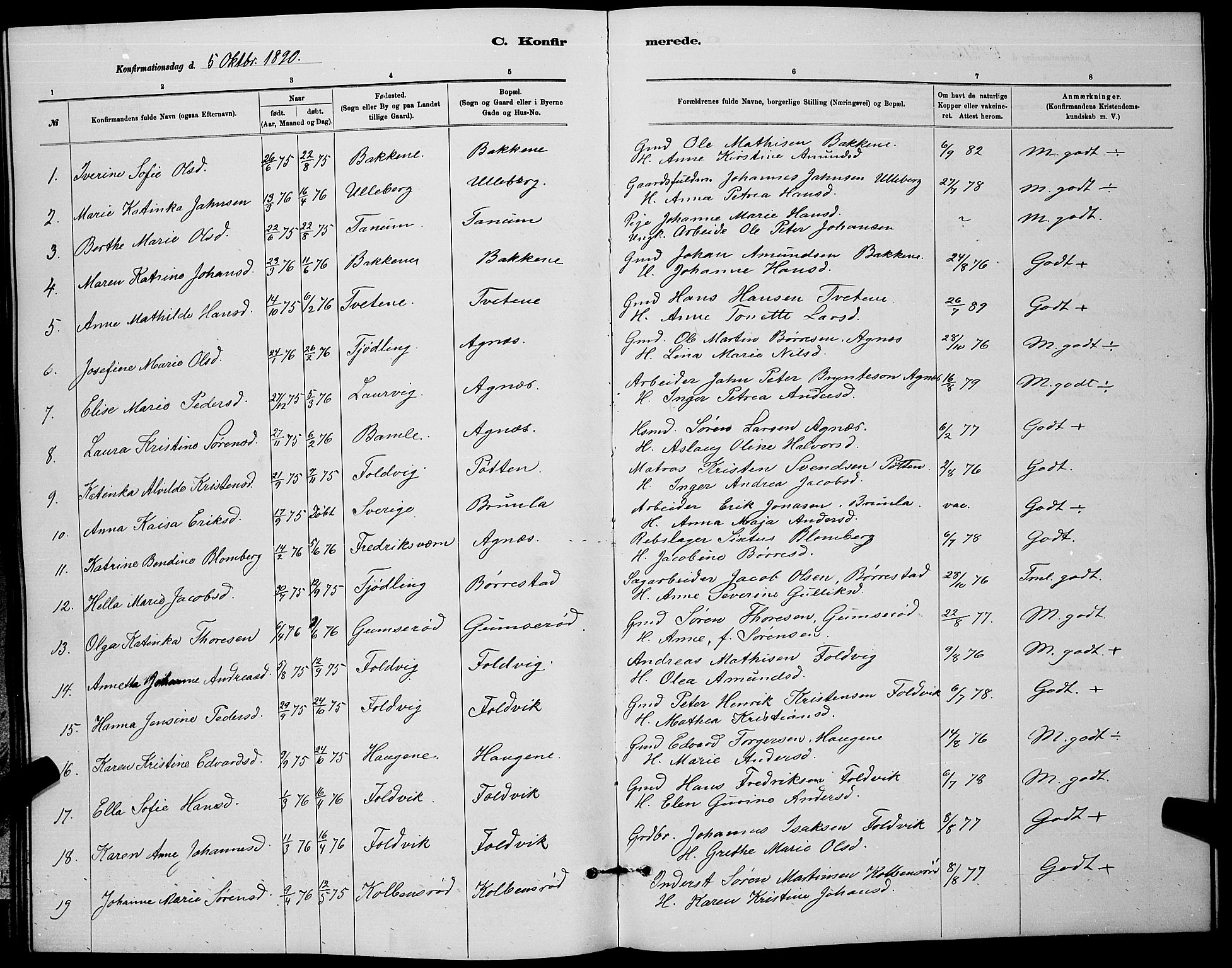 Brunlanes kirkebøker, AV/SAKO-A-342/G/Ga/L0003: Parish register (copy) no. I 3, 1877-1898