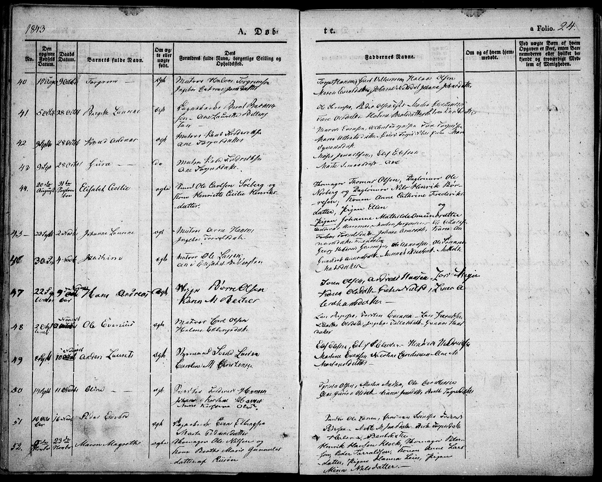 Risør sokneprestkontor, SAK/1111-0035/F/Fa/L0003: Parish register (official) no. A 3, 1838-1864, p. 24