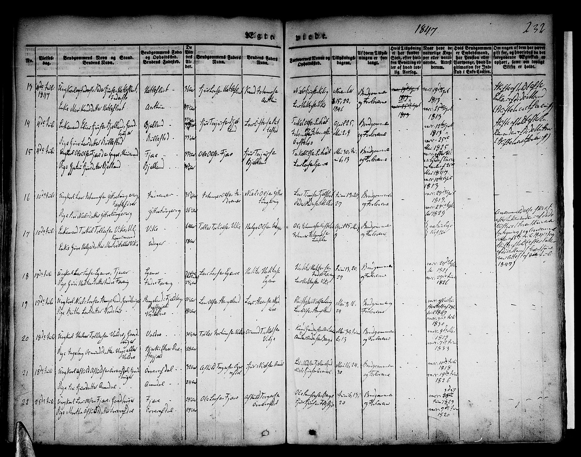 Skånevik sokneprestembete, AV/SAB-A-77801/H/Haa: Parish register (official) no. A 4, 1828-1848, p. 232