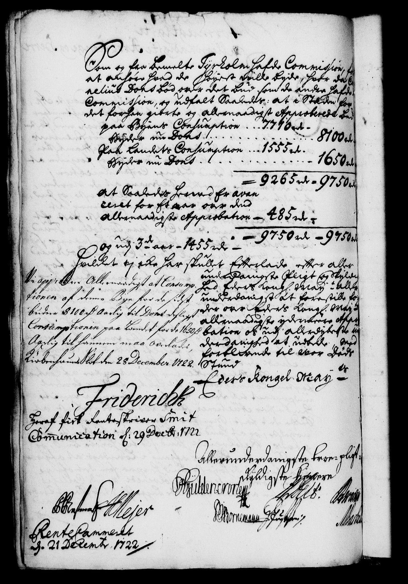Rentekammeret, Kammerkanselliet, RA/EA-3111/G/Gf/Gfa/L0005: Norsk relasjons- og resolusjonsprotokoll (merket RK 52.5), 1722, p. 823