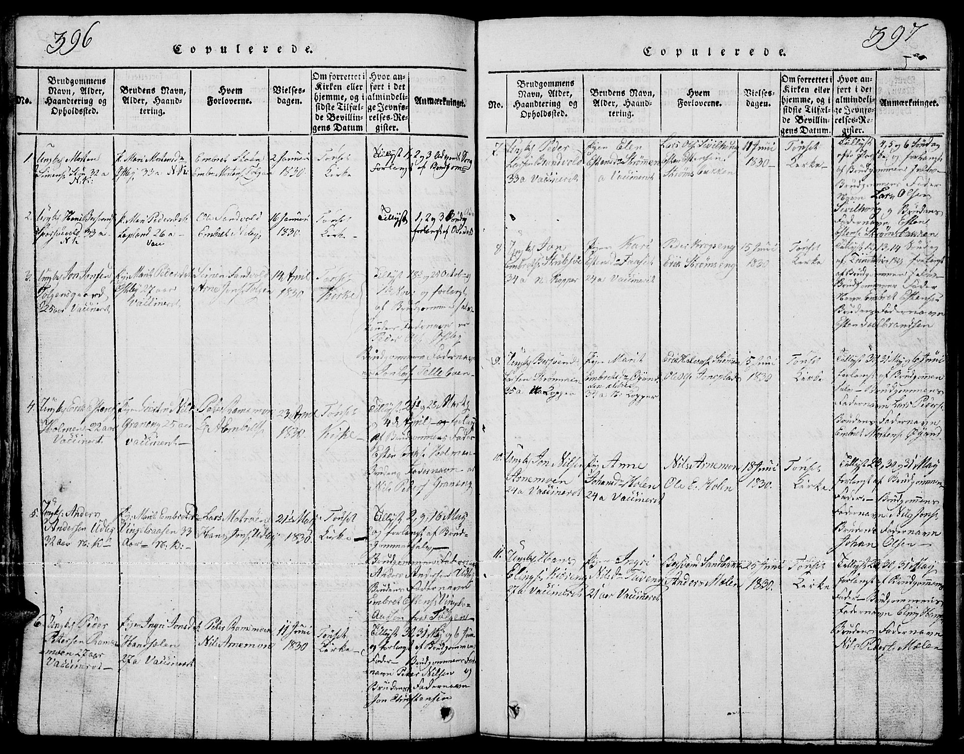 Tynset prestekontor, SAH/PREST-058/H/Ha/Hab/L0001: Parish register (copy) no. 1, 1814-1859, p. 396-397