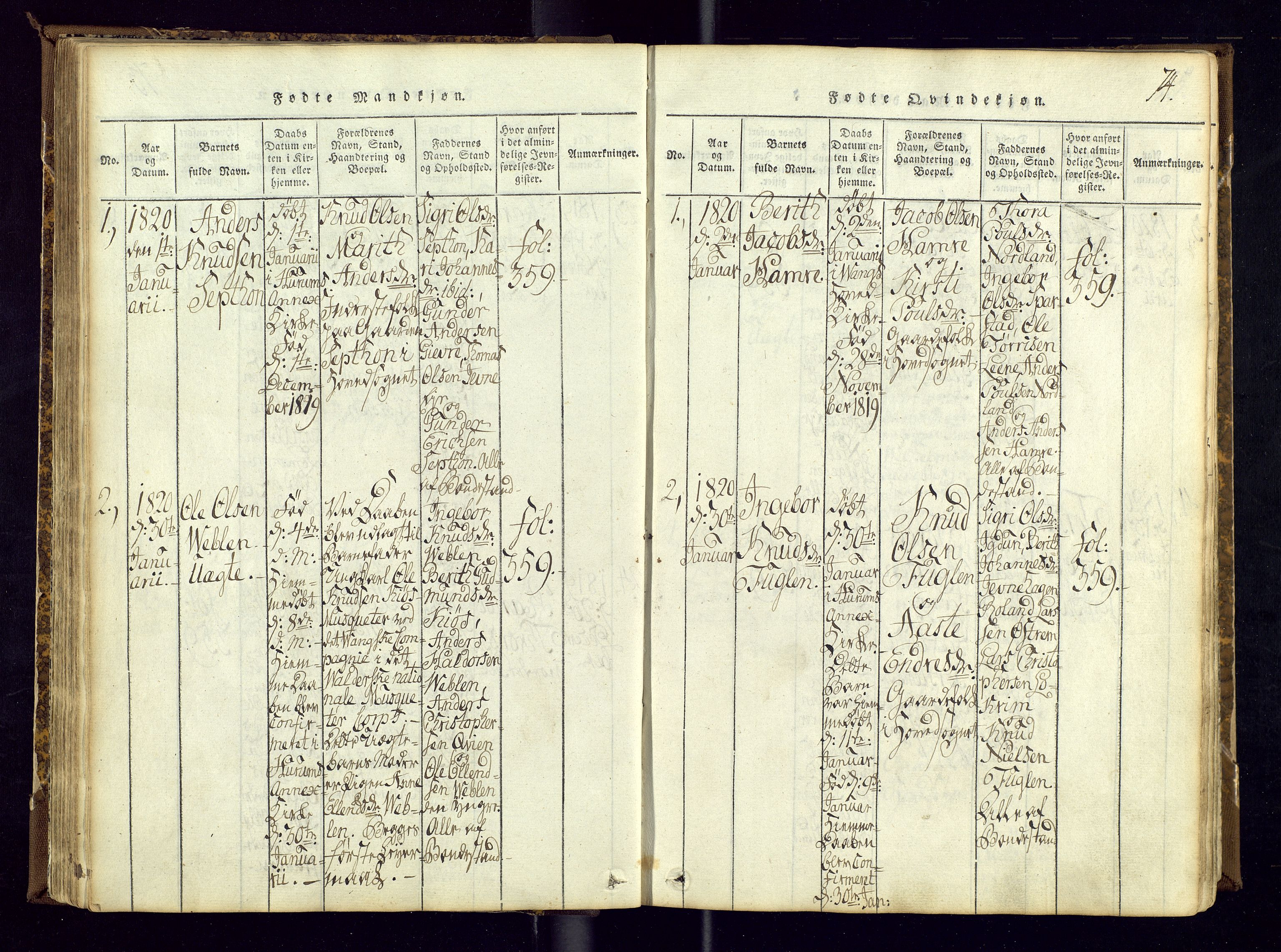 Vang prestekontor, Valdres, AV/SAH-PREST-140/H/Ha/L0004: Parish register (official) no. 4, 1814-1831, p. 74