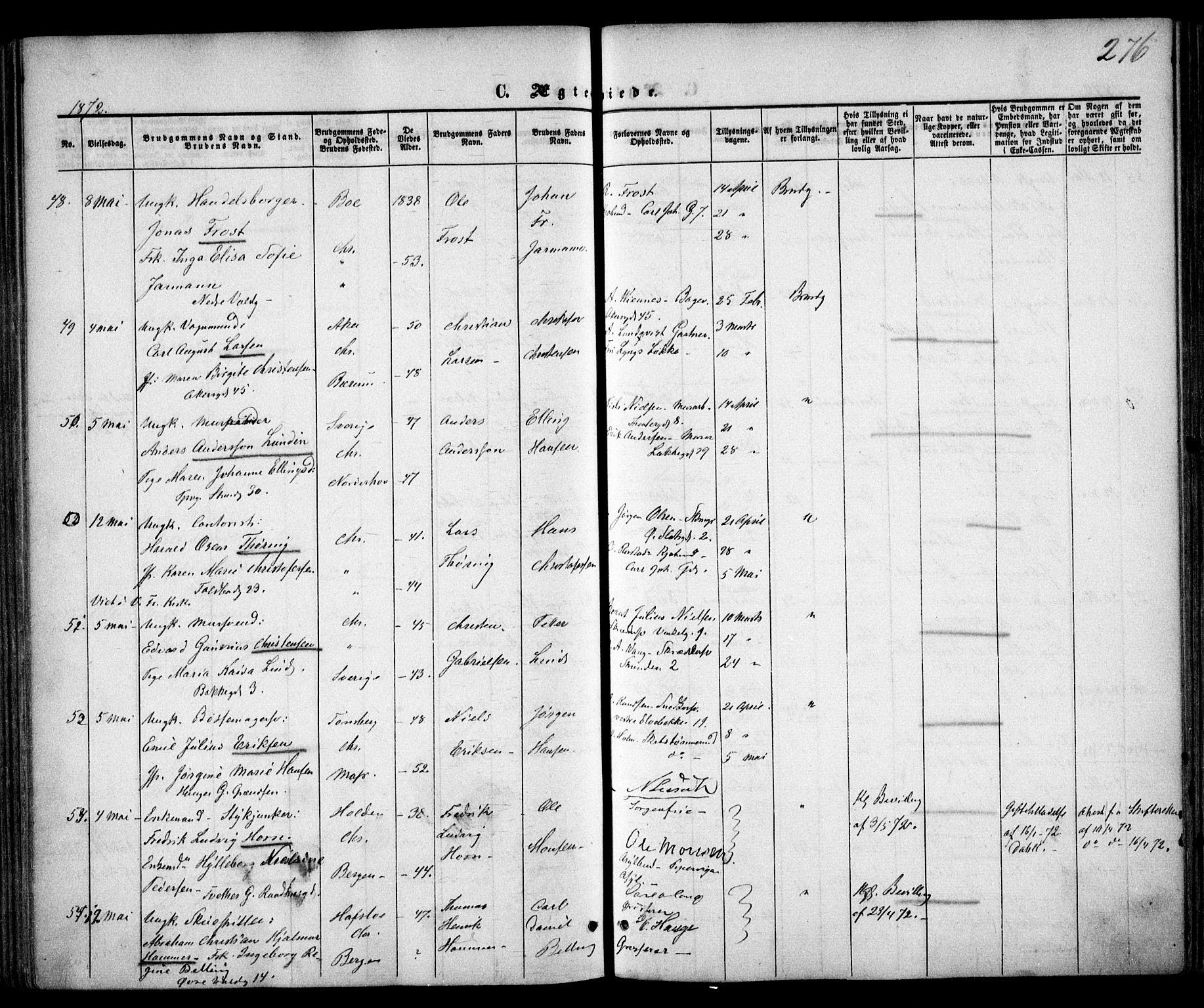Trefoldighet prestekontor Kirkebøker, SAO/A-10882/F/Fc/L0001: Parish register (official) no. III 1, 1858-1874, p. 276
