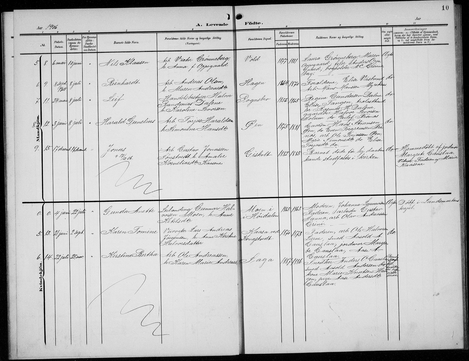 Solum kirkebøker, AV/SAKO-A-306/G/Gc/L0002: Parish register (copy) no. III 2, 1902-1934, p. 10