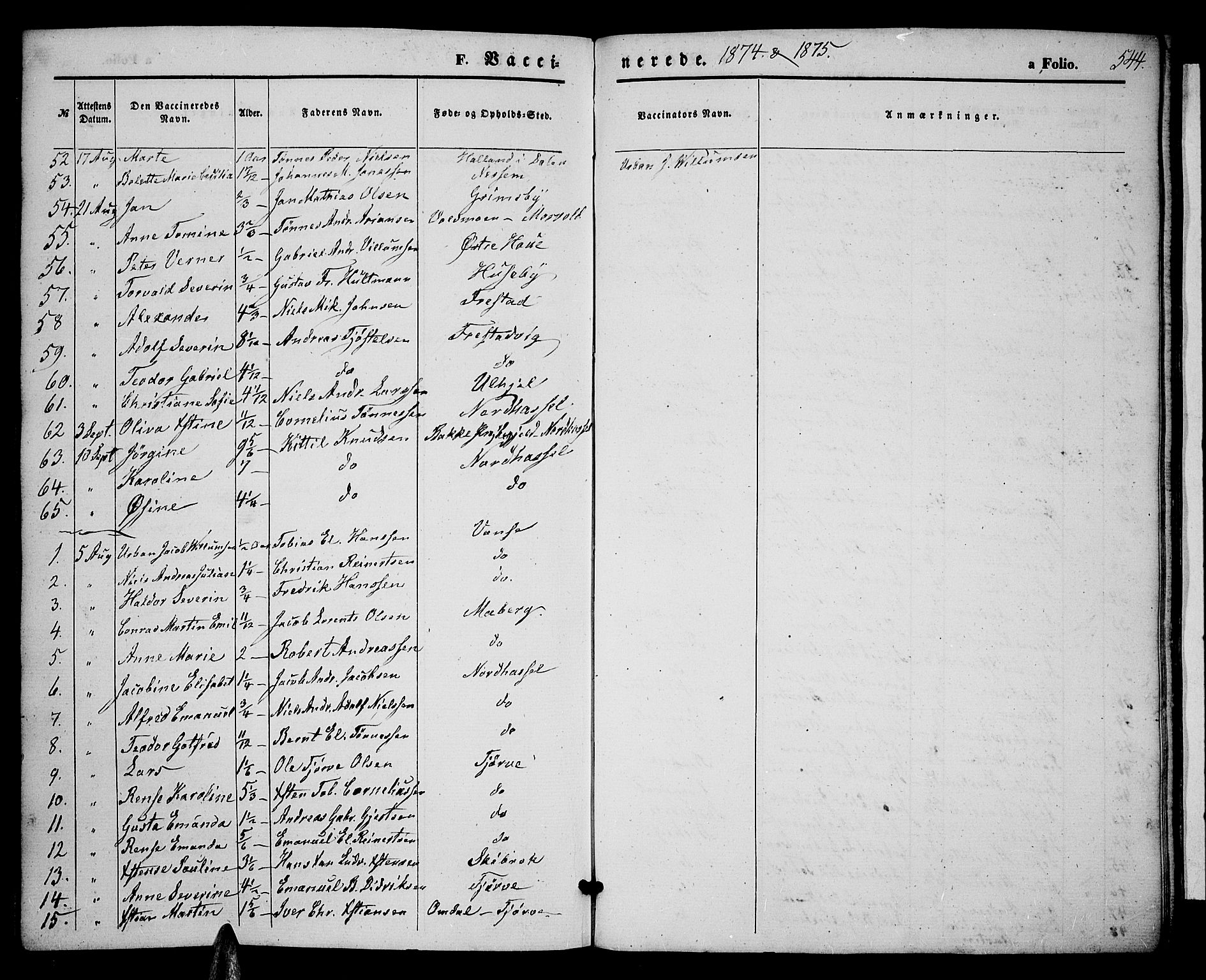 Lista sokneprestkontor, AV/SAK-1111-0027/F/Fb/L0003: Parish register (copy) no. B 3, 1862-1877, p. 544