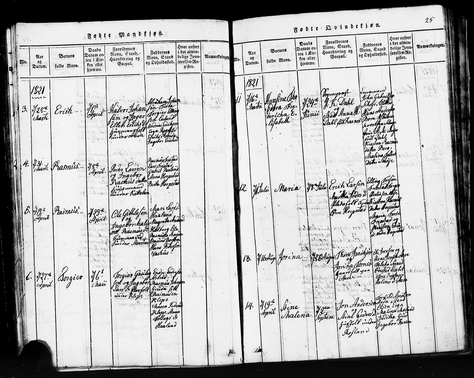 Klepp sokneprestkontor, SAST/A-101803/001/3/30BB/L0001: Parish register (copy) no.  B 1, 1816-1859, p. 25