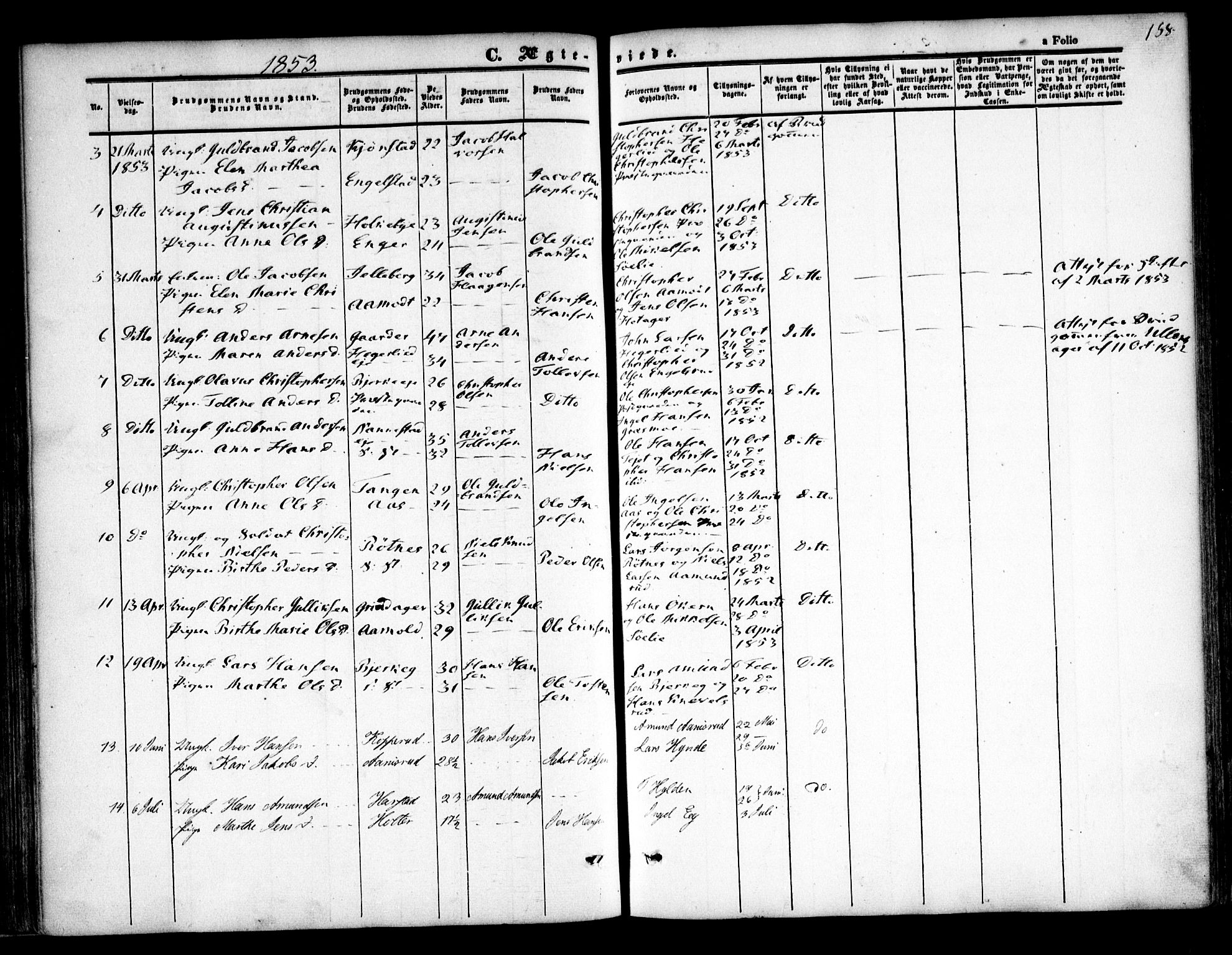 Nannestad prestekontor Kirkebøker, SAO/A-10414a/F/Fa/L0011: Parish register (official) no. I 11, 1850-1859, p. 158