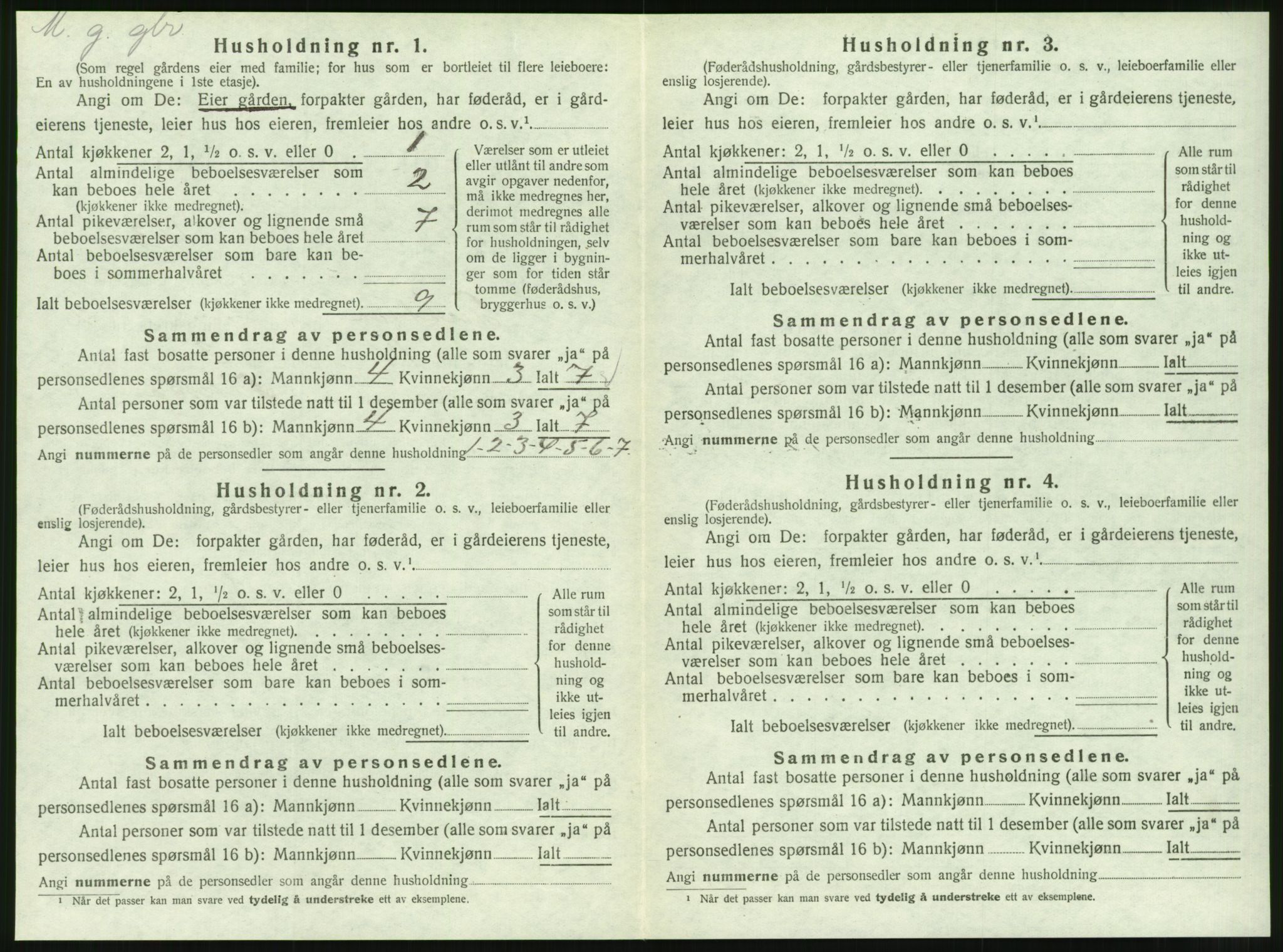 SAT, 1920 census for Tustna, 1920, p. 174