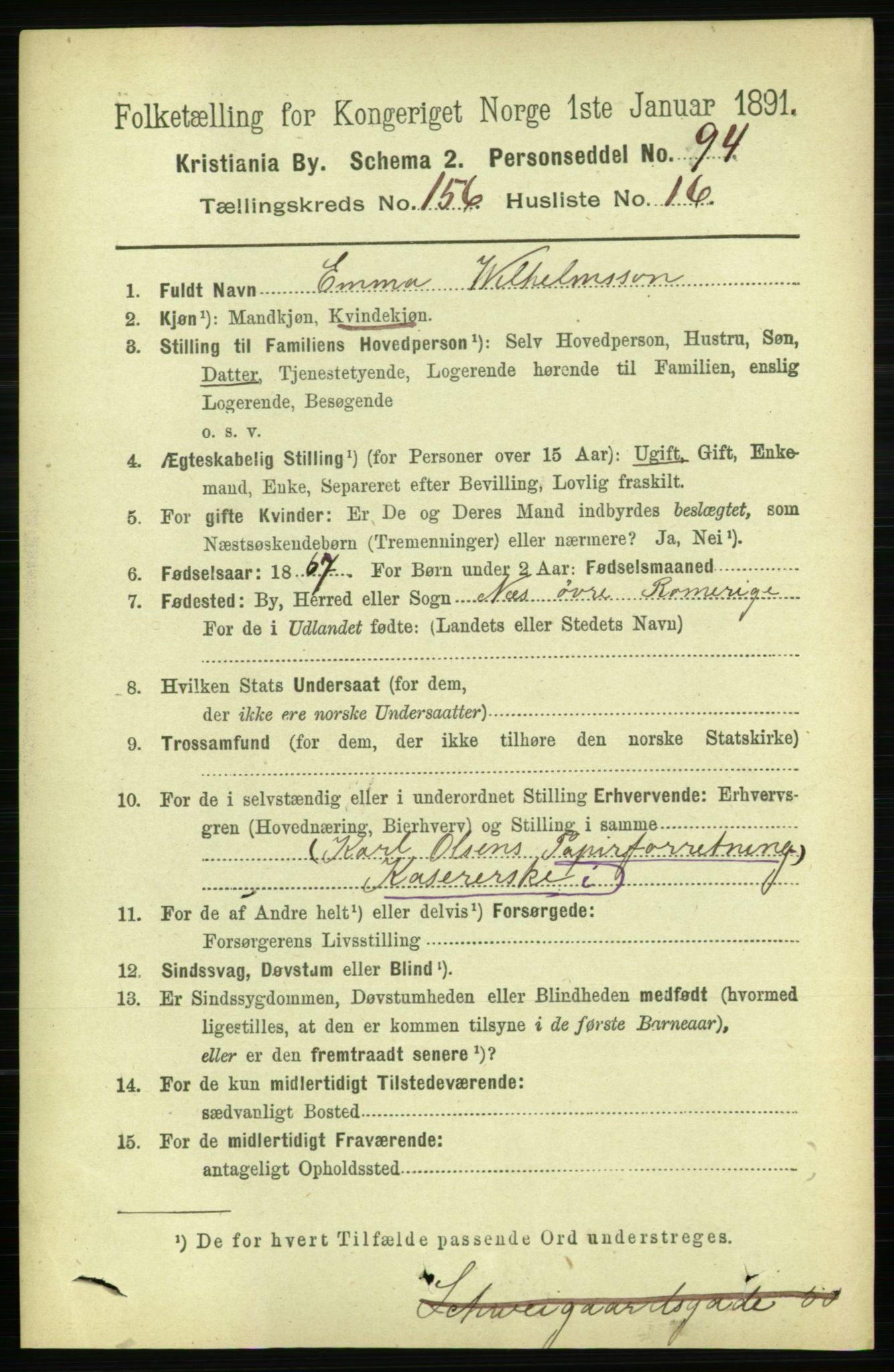 RA, 1891 census for 0301 Kristiania, 1891, p. 89176