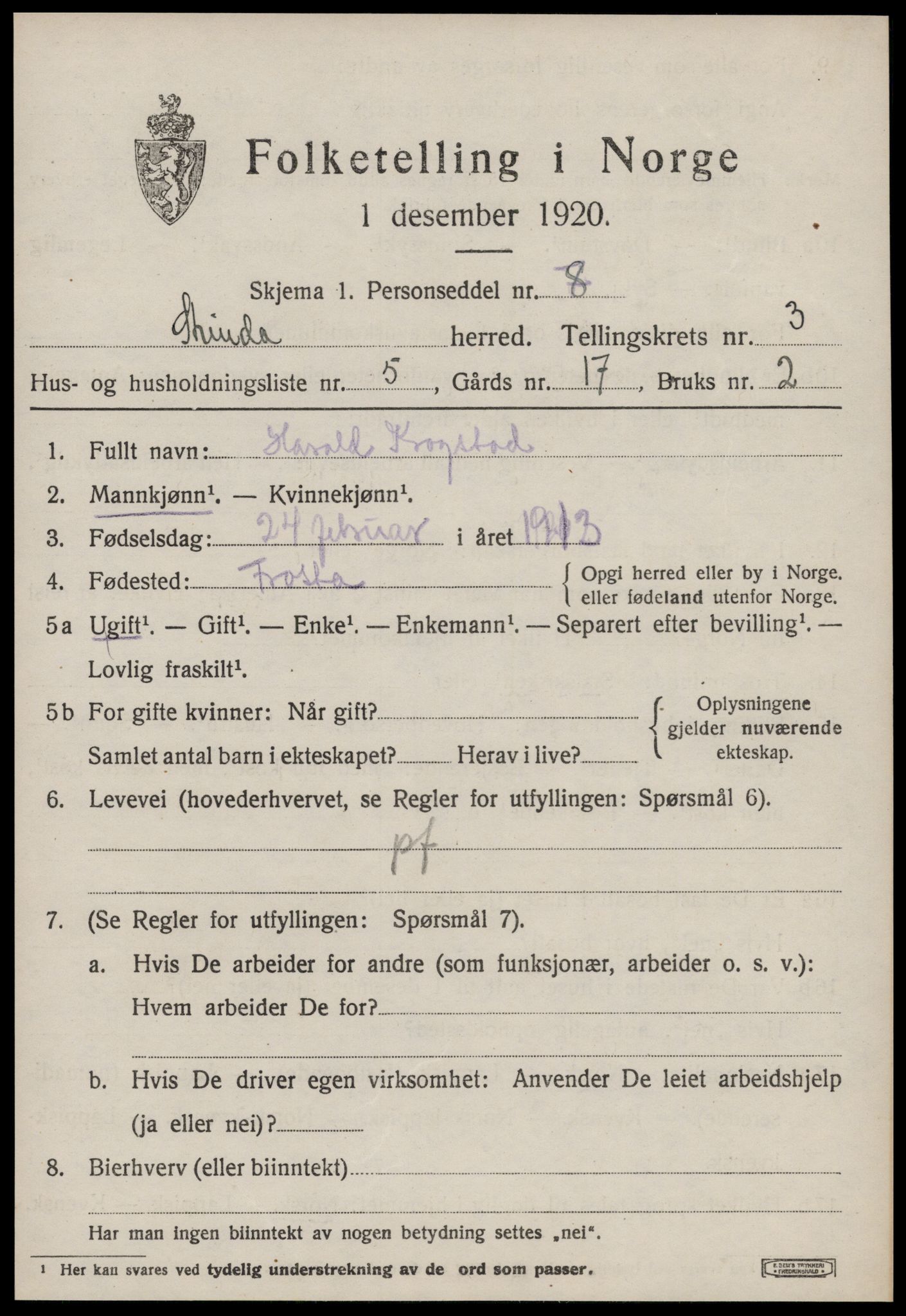 SAT, 1920 census for Strinda, 1920, p. 10342