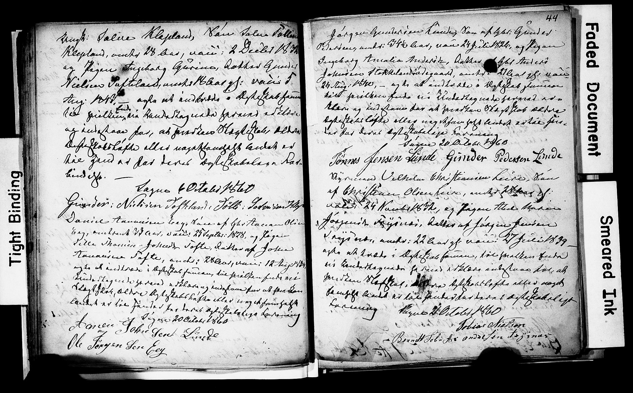 Søgne sokneprestkontor, AV/SAK-1111-0037/F/Fe/L0001: Banns register no. A-III-1, 1853-1870, p. 44