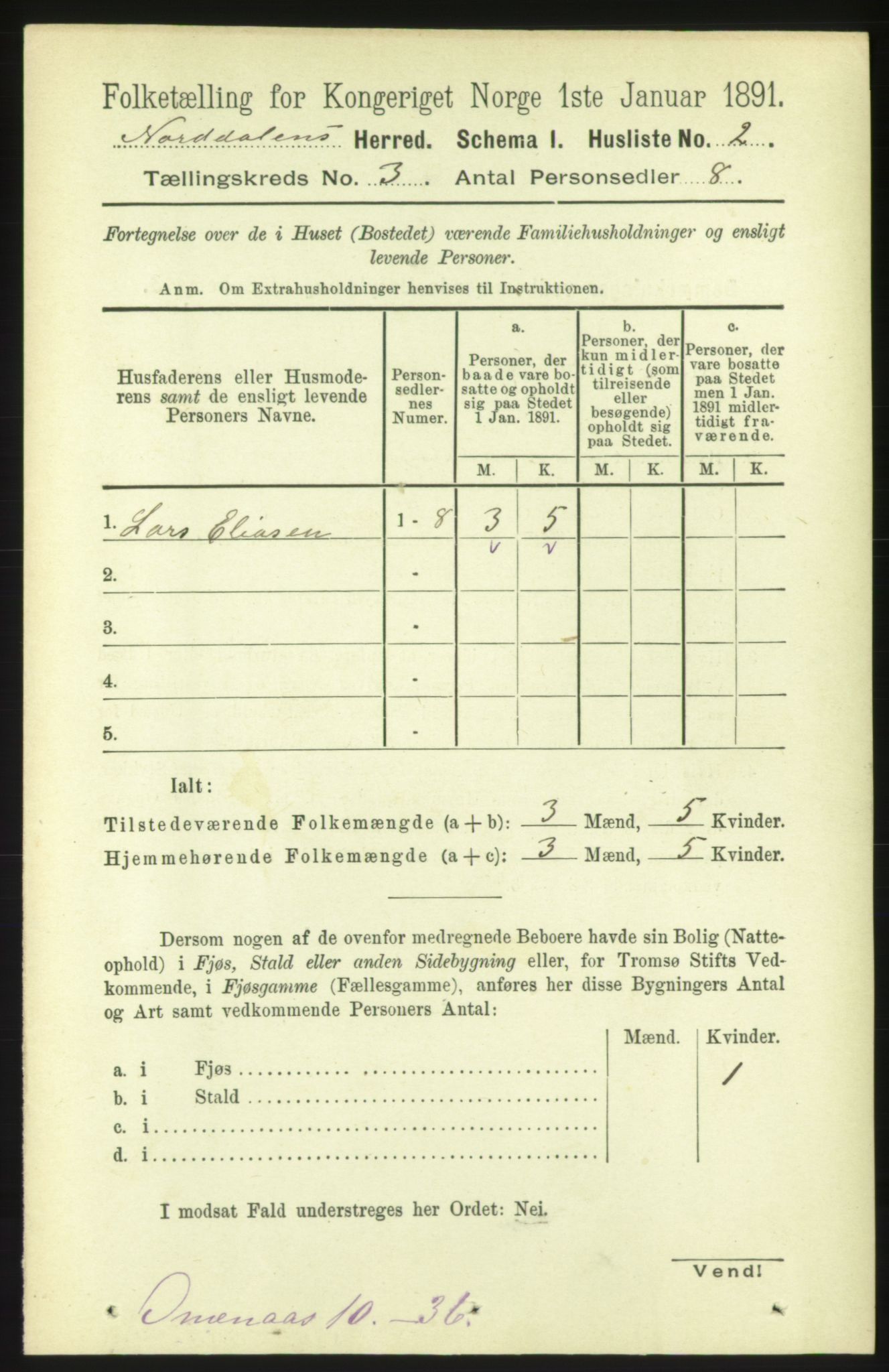 RA, 1891 census for 1524 Norddal, 1891, p. 510