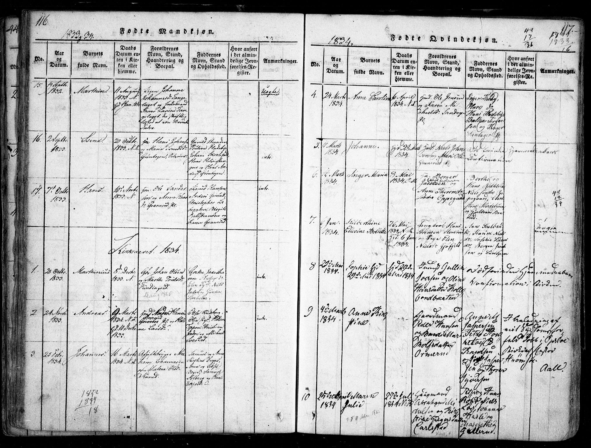 Nesodden prestekontor Kirkebøker, SAO/A-10013/F/Fa/L0006: Parish register (official) no. I 6, 1814-1847, p. 116-117