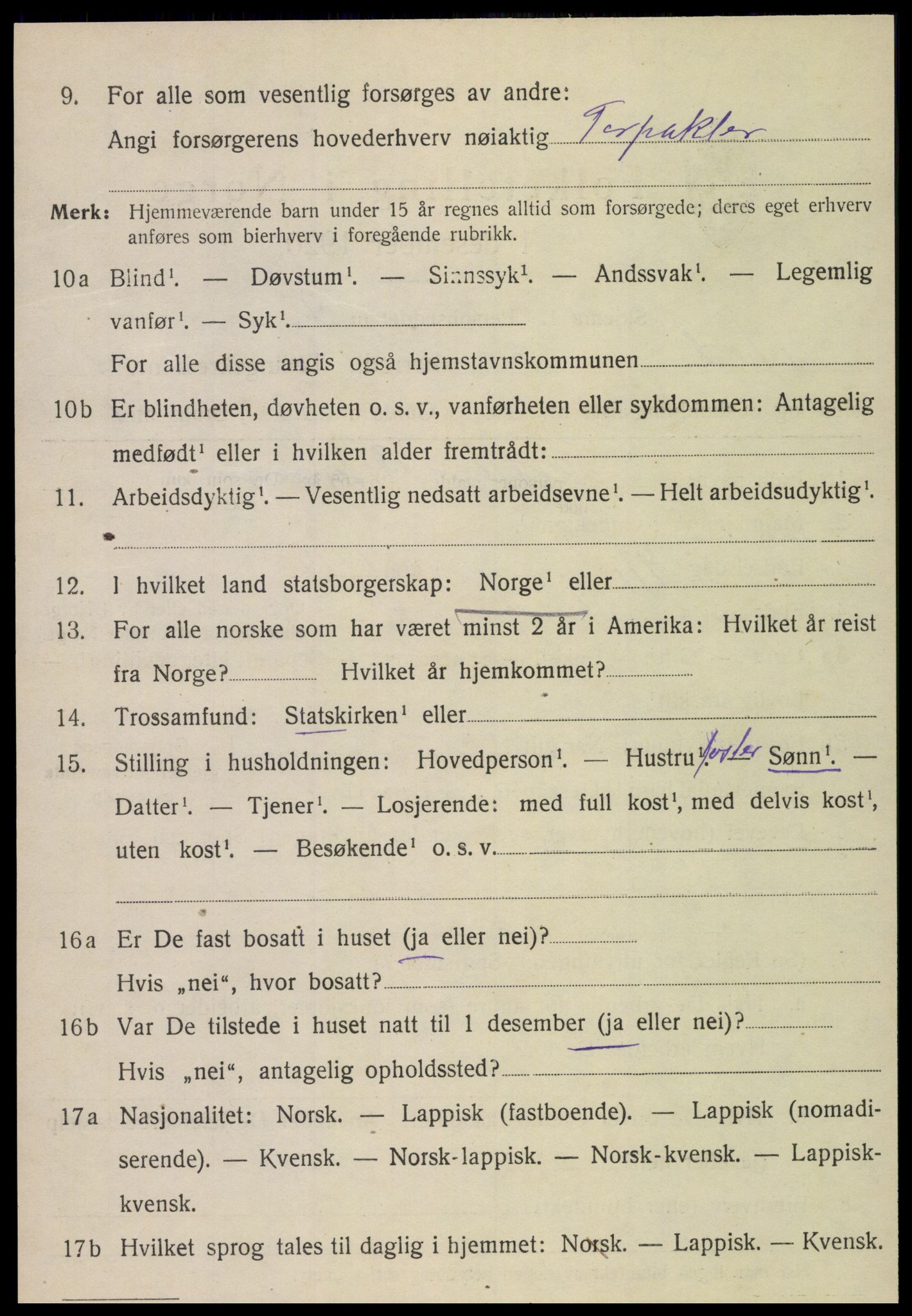 SAT, 1920 census for Stod, 1920, p. 2211