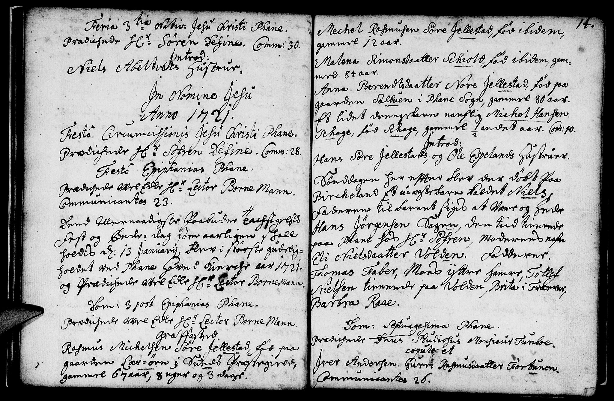 Fana Sokneprestembete, SAB/A-75101/H/Haa/Haaa/L0002: Parish register (official) no. A 2, 1719-1735, p. 14