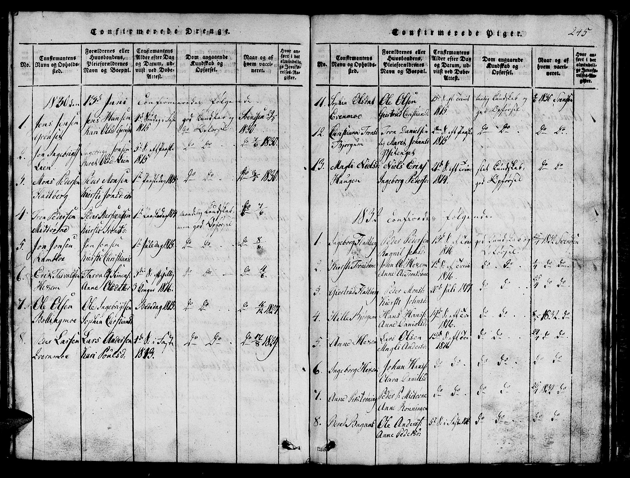 Ministerialprotokoller, klokkerbøker og fødselsregistre - Sør-Trøndelag, SAT/A-1456/685/L0976: Parish register (copy) no. 685C01, 1817-1878, p. 245