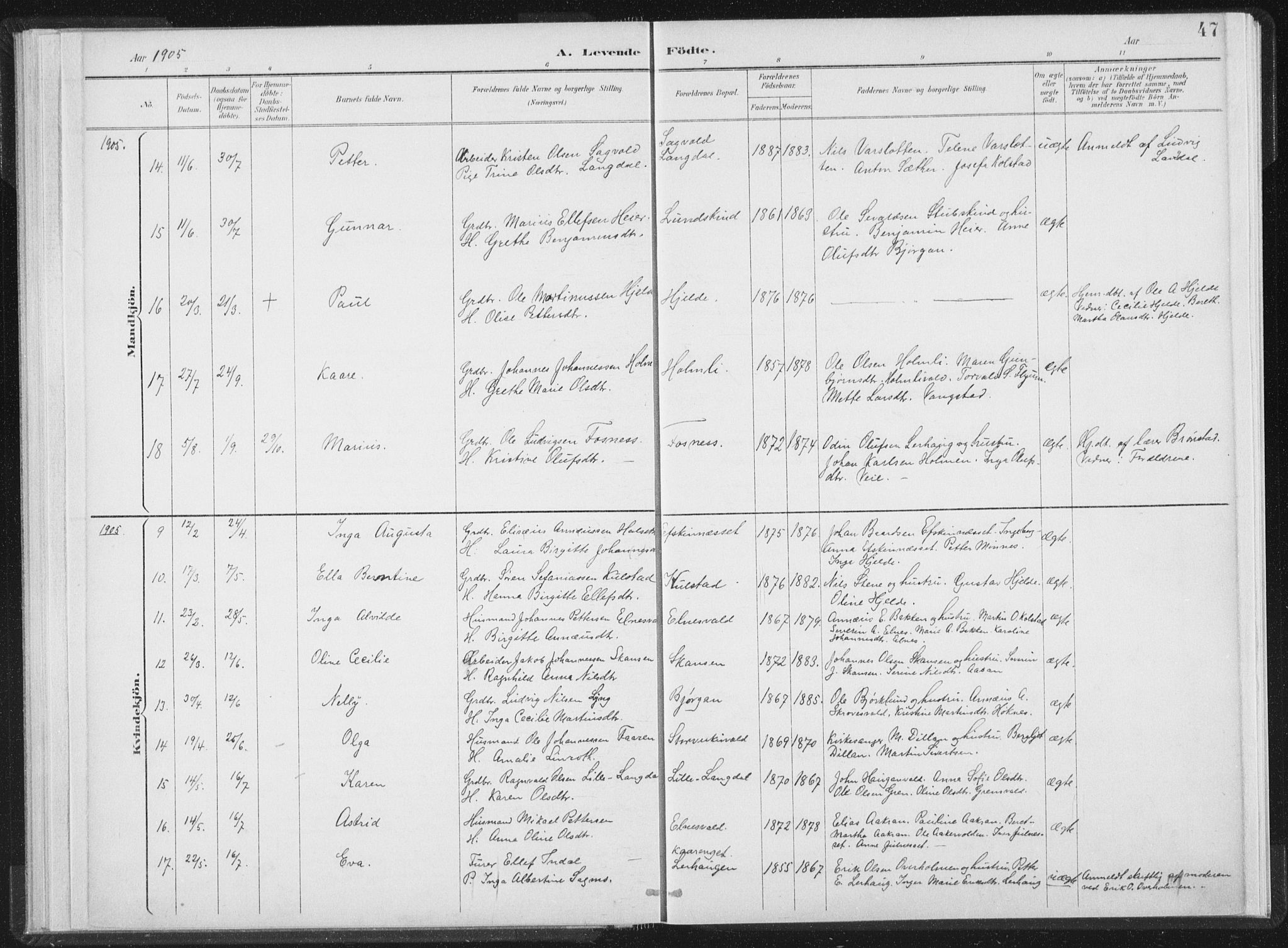 Ministerialprotokoller, klokkerbøker og fødselsregistre - Nord-Trøndelag, AV/SAT-A-1458/724/L0263: Parish register (official) no. 724A01, 1891-1907, p. 47