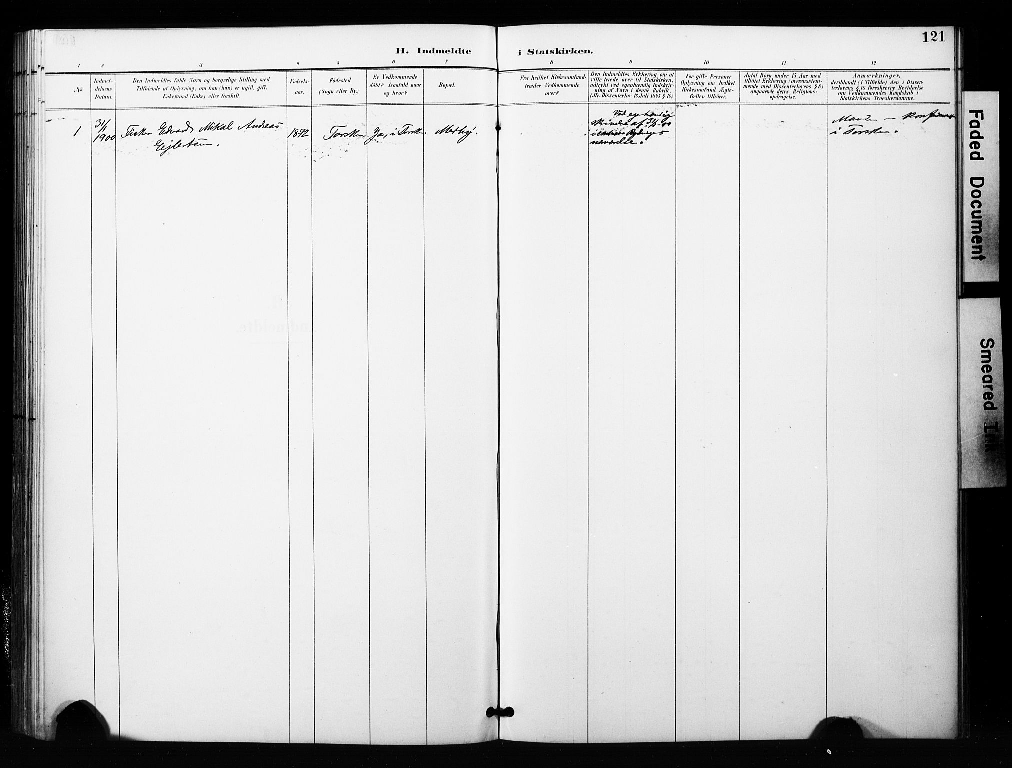 Berg sokneprestkontor, SATØ/S-1318/G/Ga/Gaa/L0006kirke: Parish register (official) no. 6, 1894-1904, p. 121