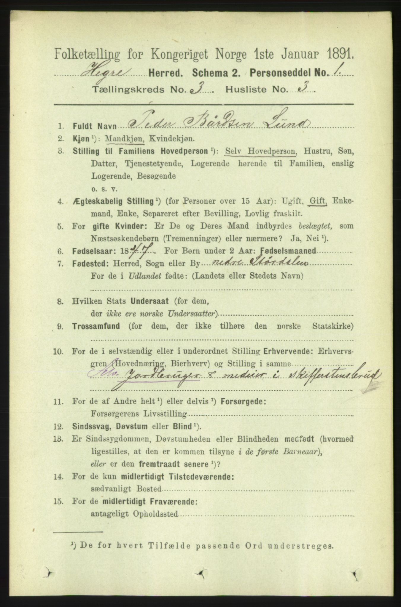 RA, 1891 census for 1712 Hegra, 1891, p. 1057